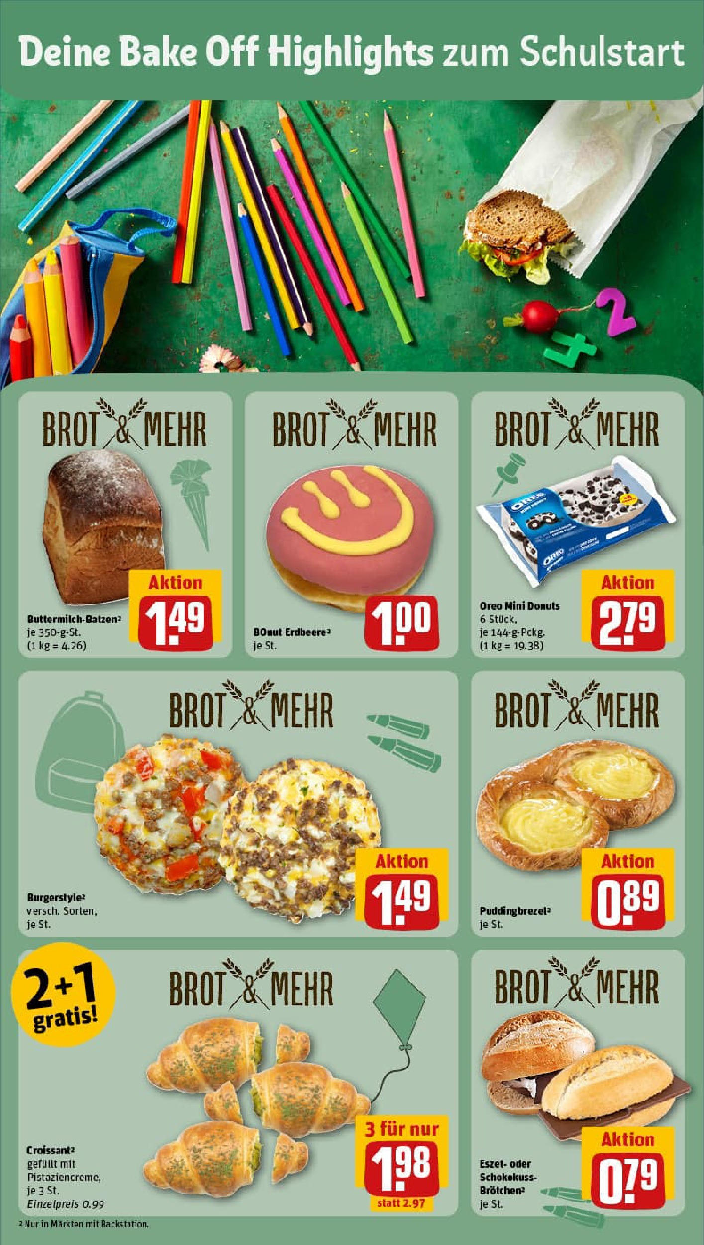 REWE Prospekt ab 17.08.2025 zum Blättern » Angebote | Seite: 16 | Produkte: Burger, Donuts, Brot REWE Prospekt ab 17.08.2025 zum Blättern » Angebote | Seite: 16 | Produkte: Burger, Donuts, Brot