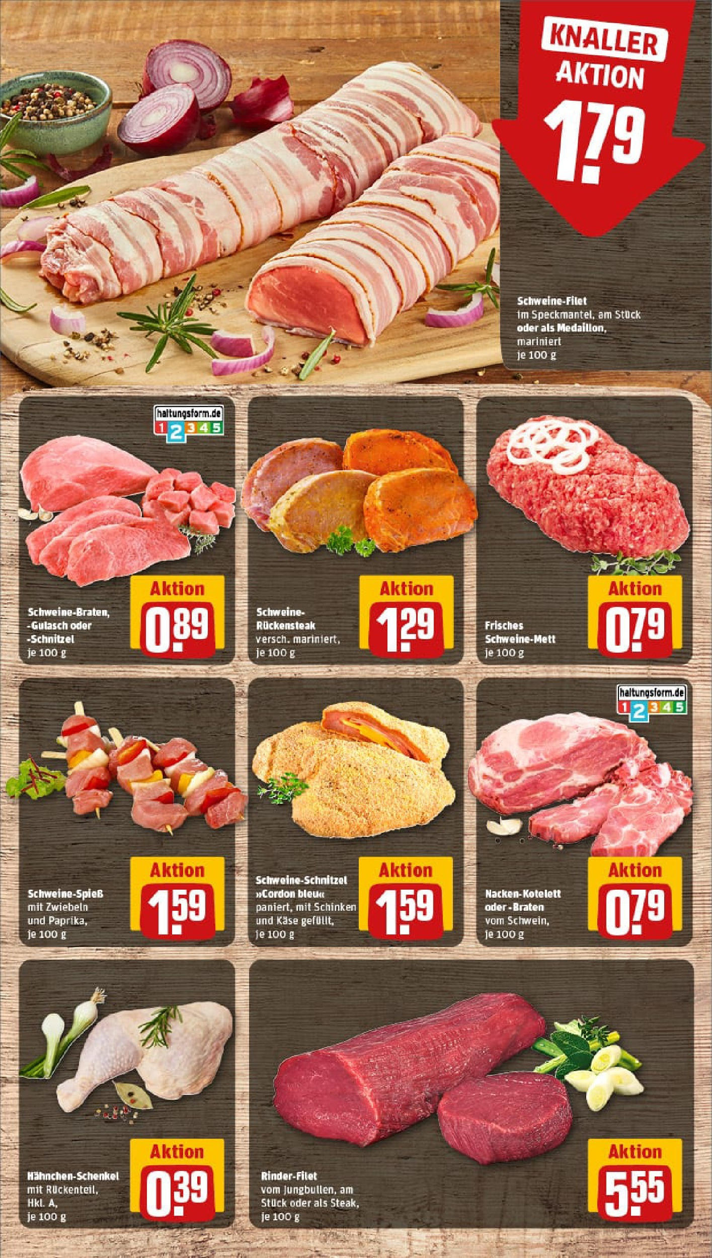 REWE Prospekt ab 17.08.2025 zum Blättern » Angebote | Seite: 8 | Produkte: Hahnchenschenkel, Rinderfilet, Schweinefilet, Gulasch