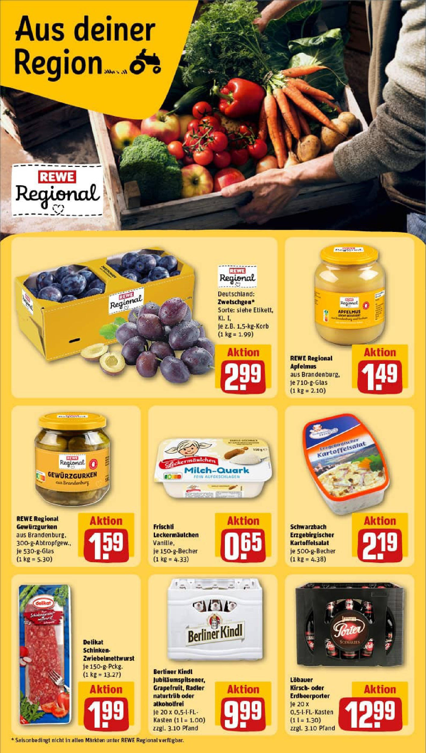 REWE Prospekt ab 17.08.2025 zum Blättern » Angebote | Seite: 23 | Produkte: Berliner, Apple, Radler, Schinken