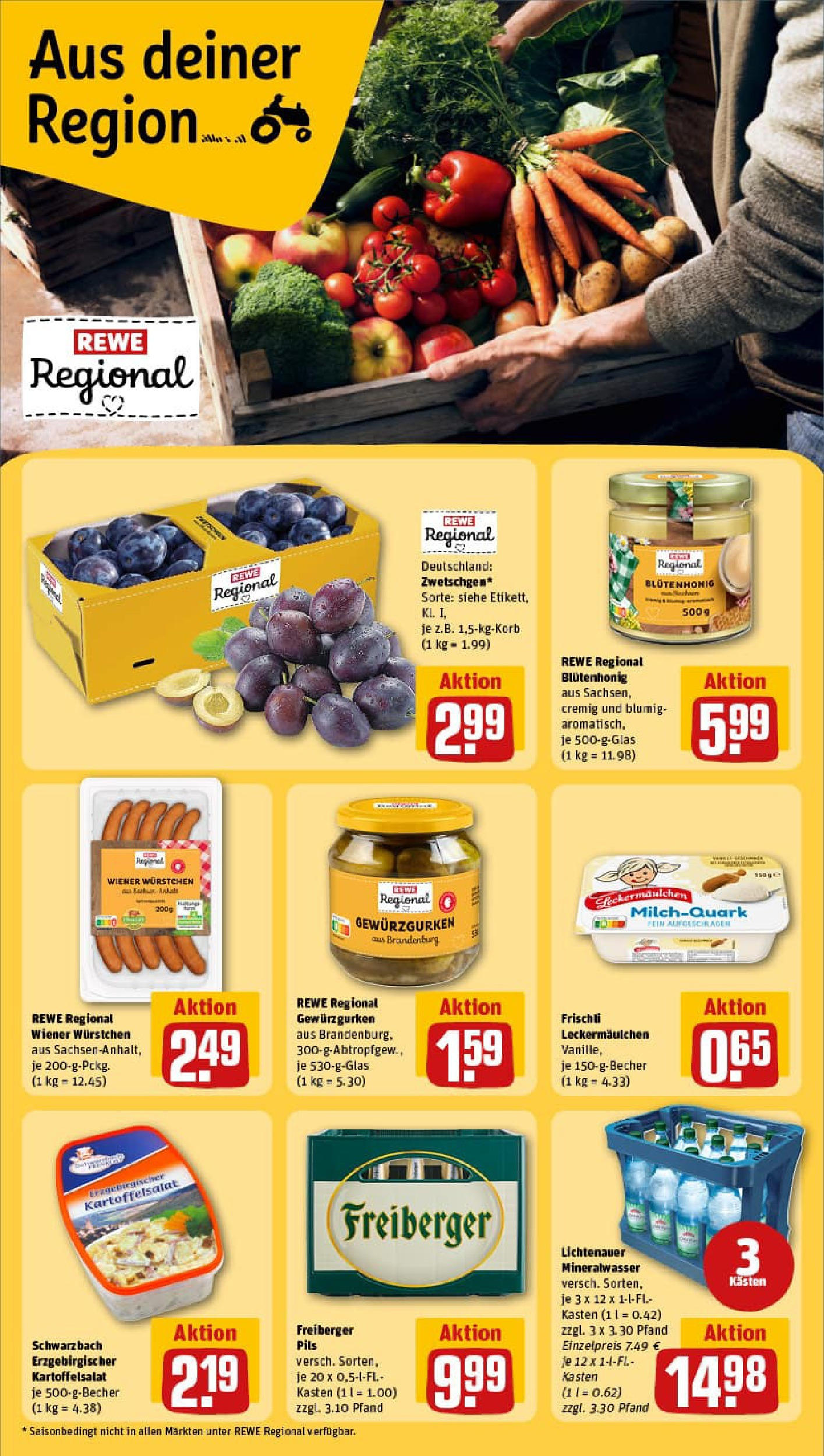 REWE Prospekt ab 17.08.2025 zum Blättern » Angebote | Seite: 23 | Produkte: Wiener wurstchen, Pils, Mineralwasser REWE Prospekt ab 17.08.2025 zum Blättern » Angebote | Seite: 23 | Produkte: Wiener wurstchen, Pils, Mineralwasser