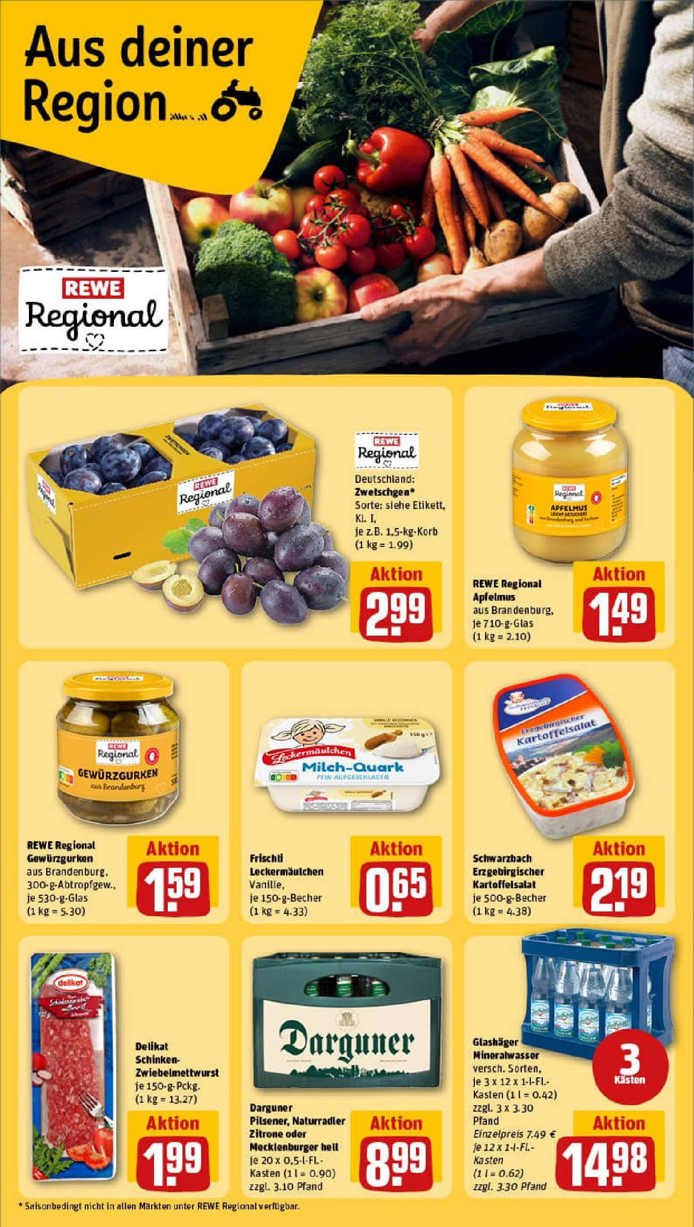 REWE Prospekt ab 17.08.2025 zum Blättern » Angebote | Seite: 21 | Produkte: Mineralwasser, Apple, Zitrone, Schinken