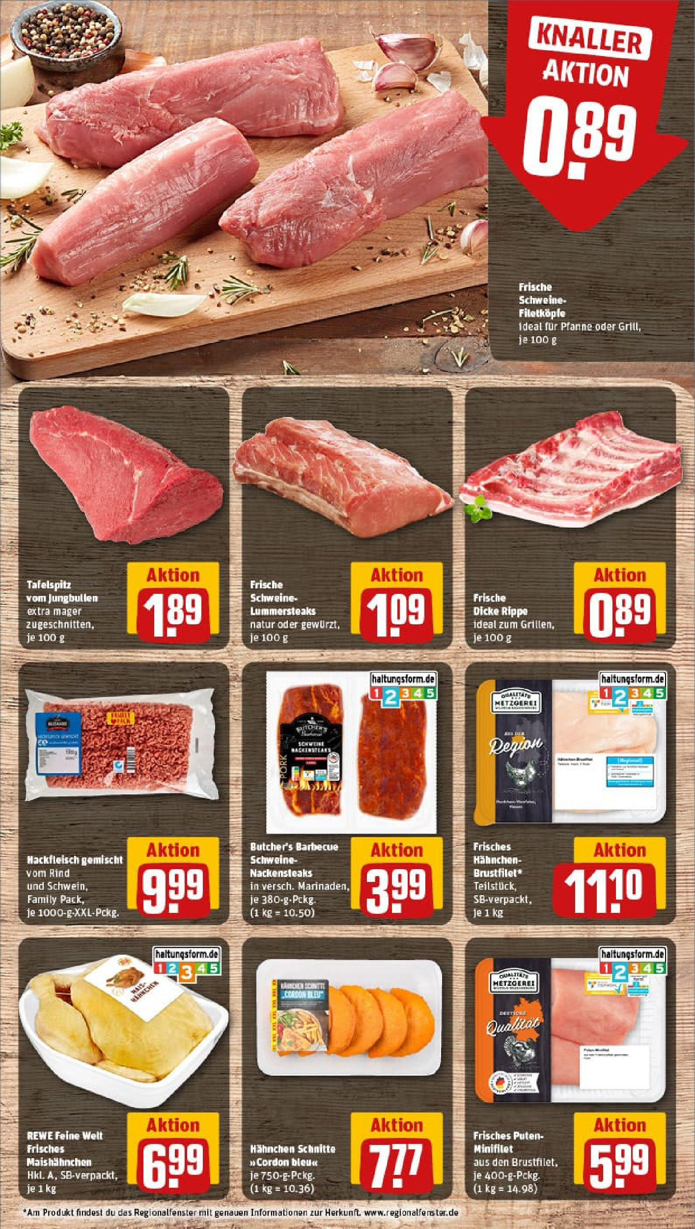 REWE Prospekt ab 17.08.2025 zum Blättern » Angebote | Seite: 8 | Produkte: Nackensteaks, Tafelspitz, Hahnchen, Hackfleisch