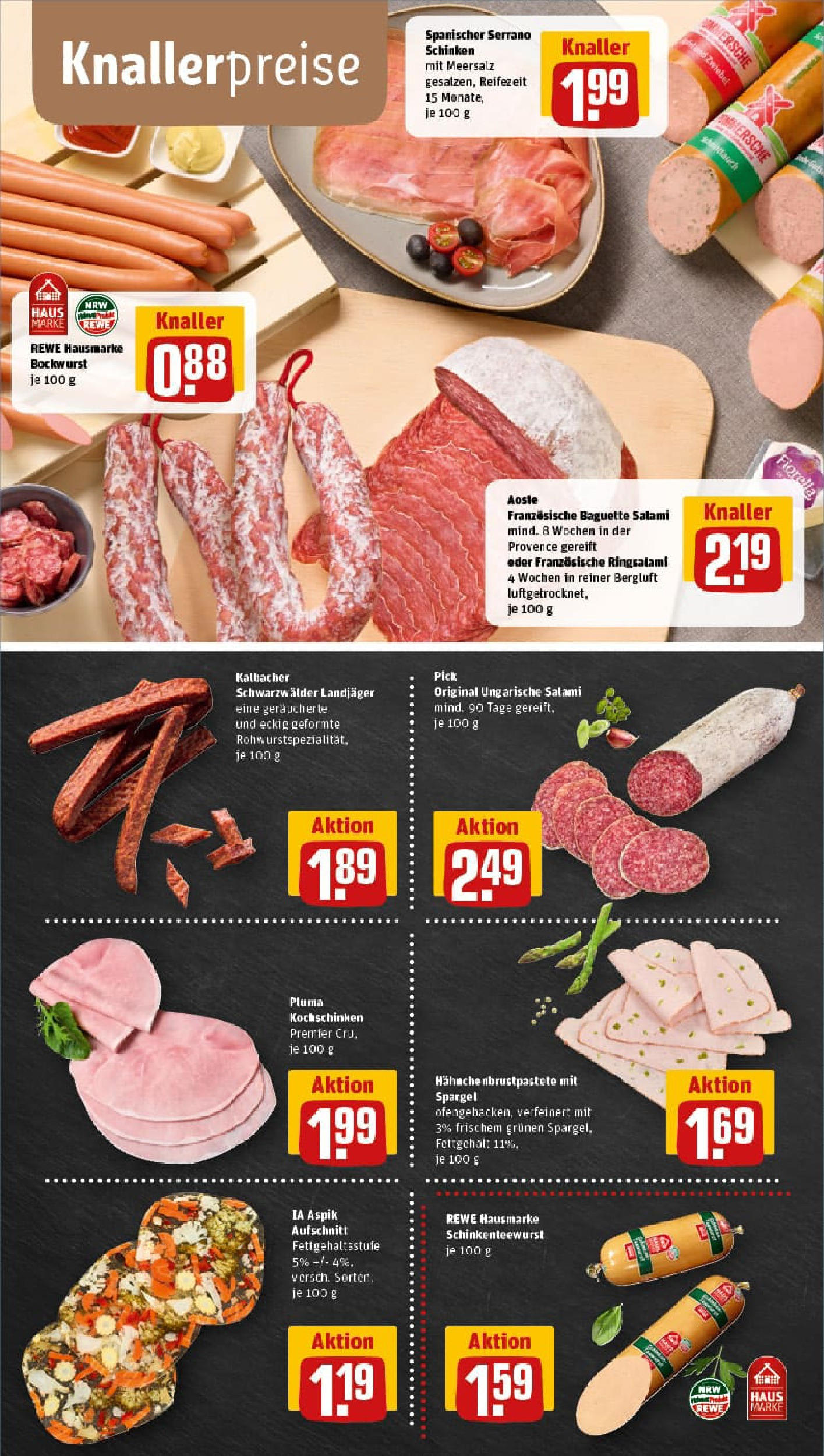REWE Prospekt ab 17.08.2025 zum Blättern » Angebote | Seite: 8 | Produkte: Bockwurst, Baguette, Serrano schinken, Schinken