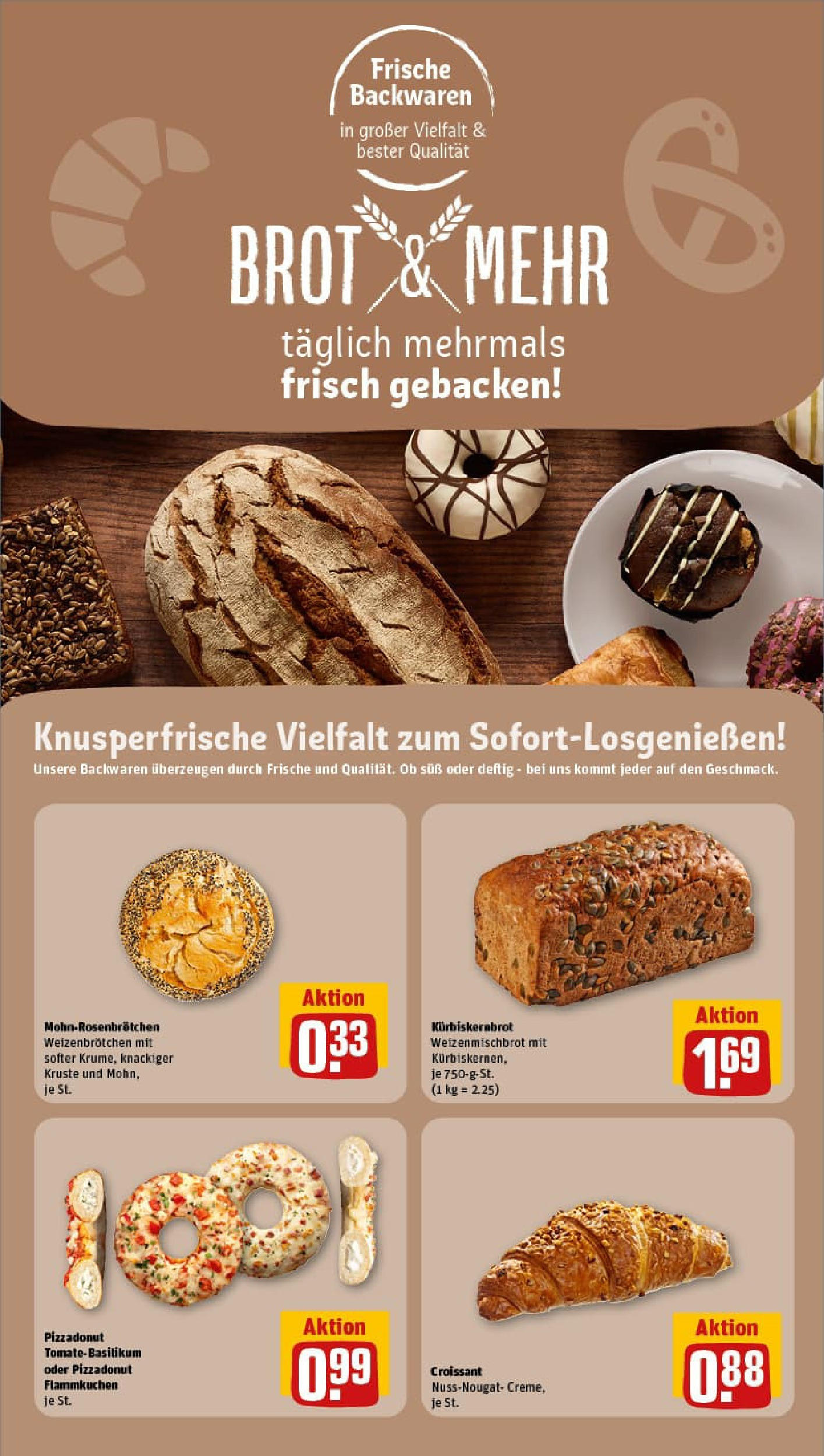REWE Prospekt ab 17.08.2025 zum Blättern » Angebote | Seite: 28 | Produkte: Croissant, Brot, Pizza