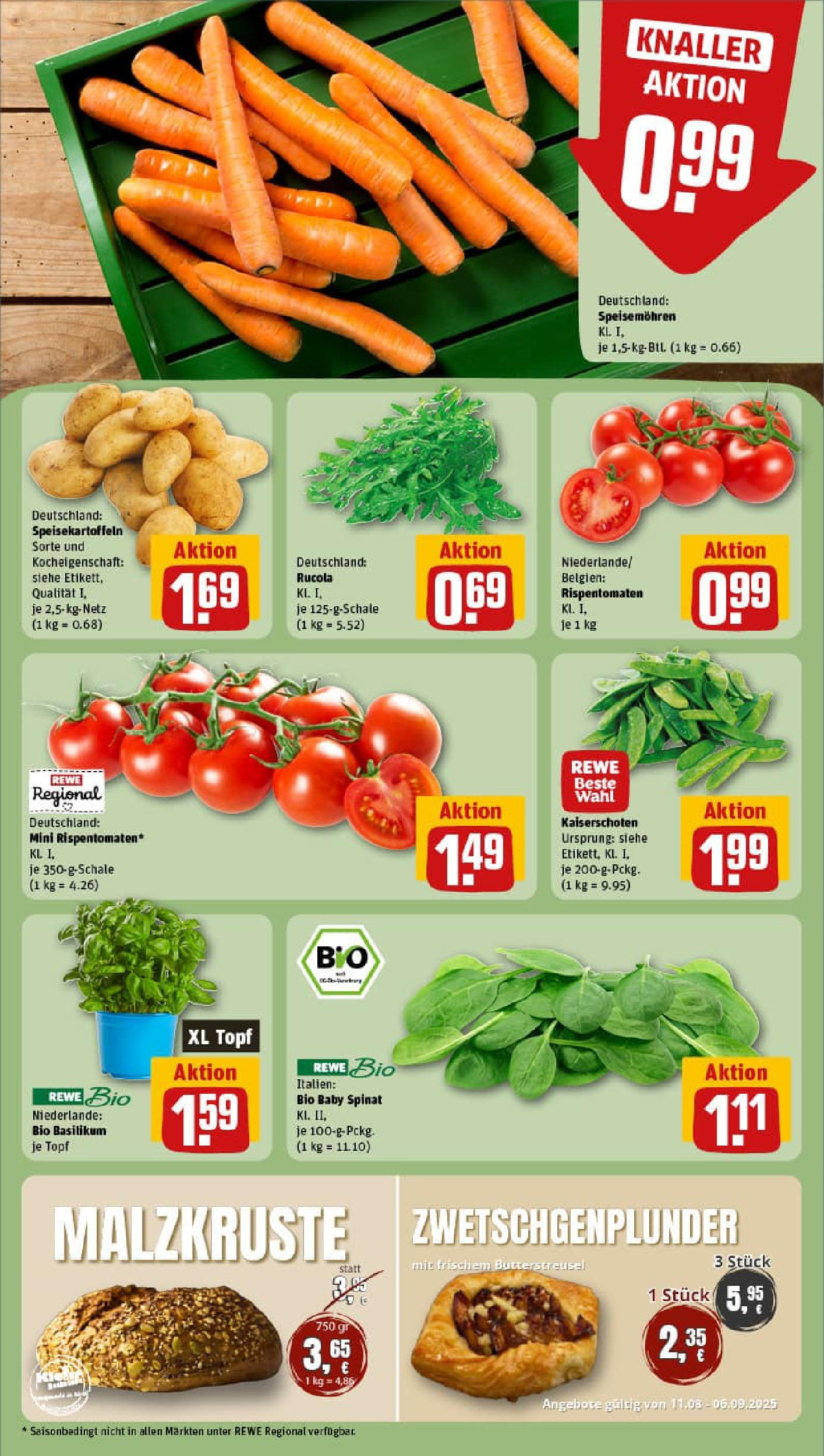 REWE Prospekt ab 17.08.2025 zum Blättern » Angebote | Seite: 7 | Produkte: Rucola