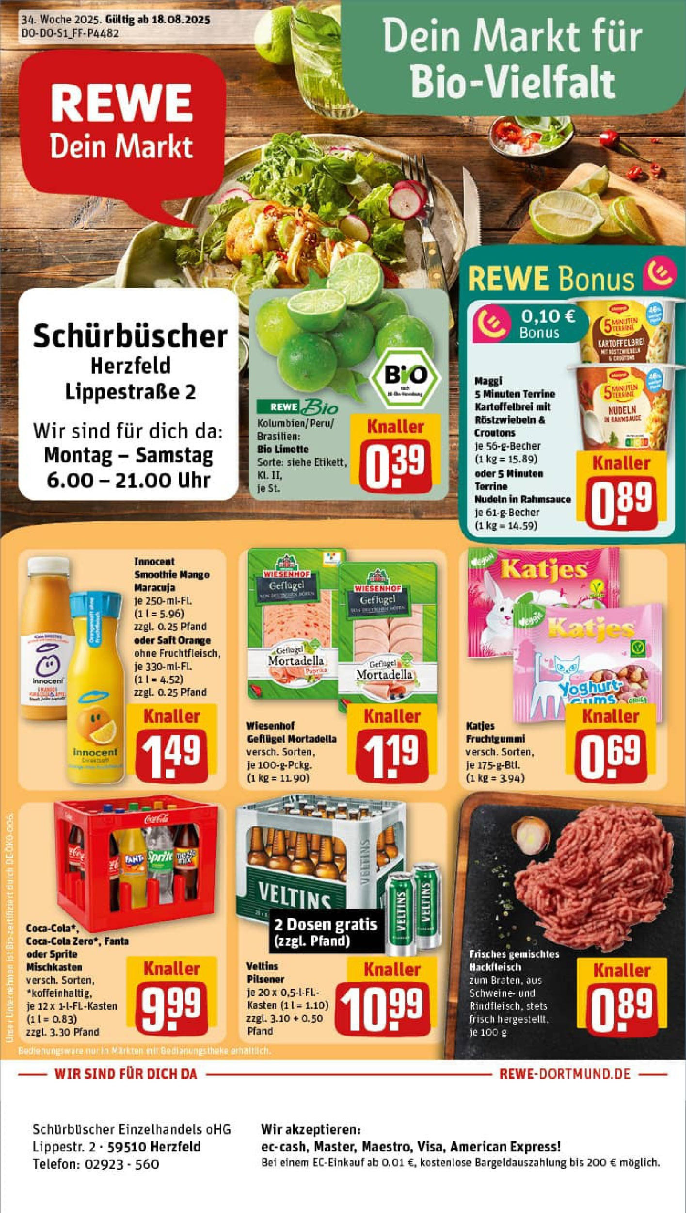 REWE Prospekt ab 17.08.2025 zum Blättern » Angebote | Seite: 1 | Produkte: Fanta, Katjes, Mango, Saft