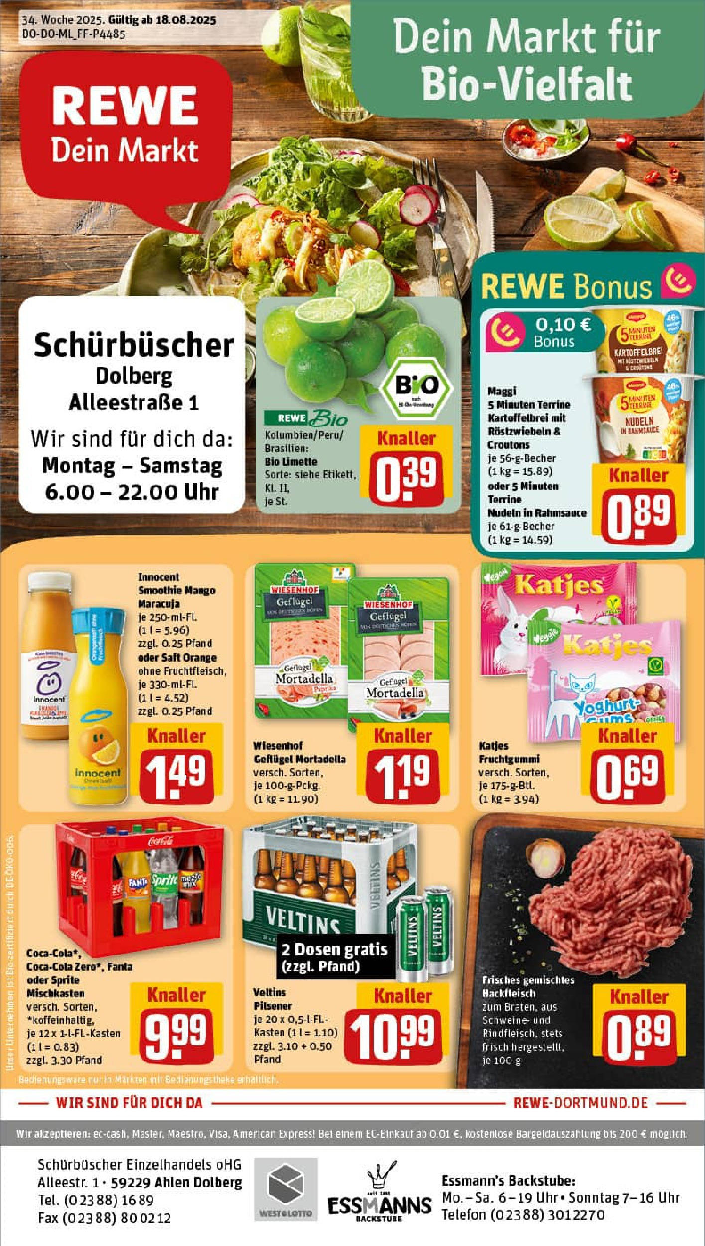 REWE Prospekt ab 17.08.2025 zum Blättern » Angebote | Seite: 1 | Produkte: Katjes, Veltins, Maggi 5 minuten terrine, Hackfleisch