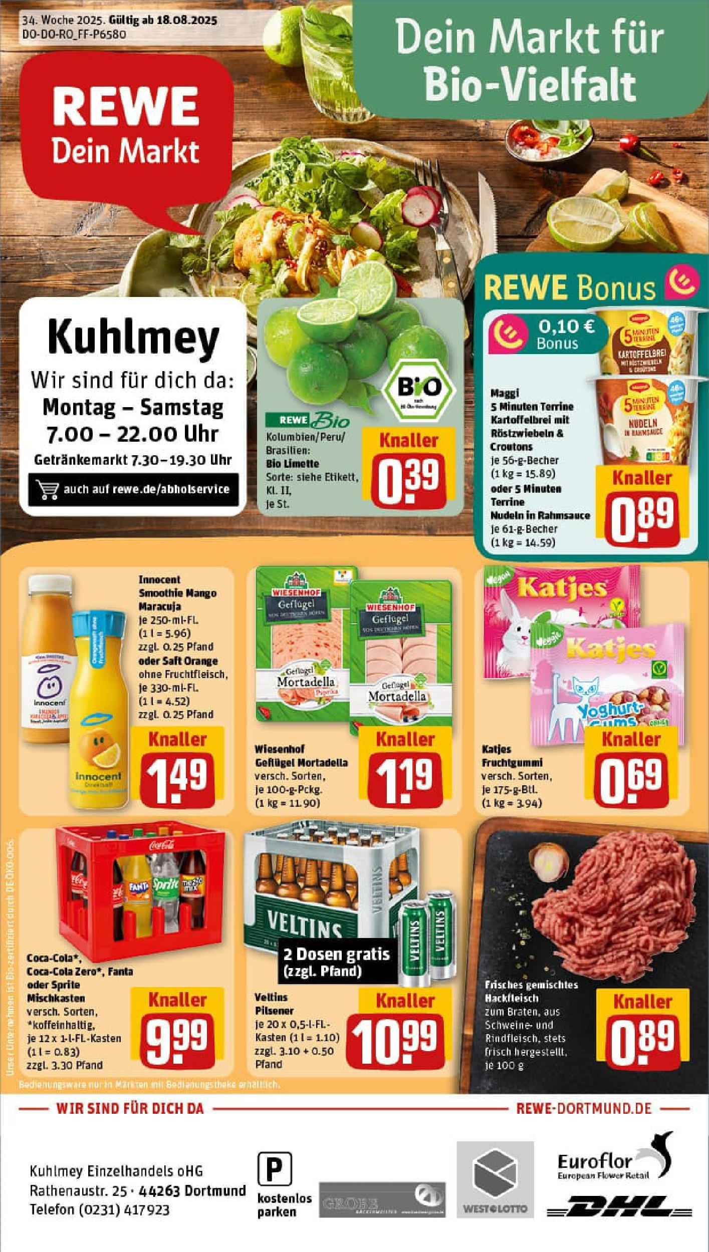 REWE Prospekt ab 17.08.2025 zum Blättern » Angebote | Seite: 1 | Produkte: Fanta, Maggi, Limette, Veltins