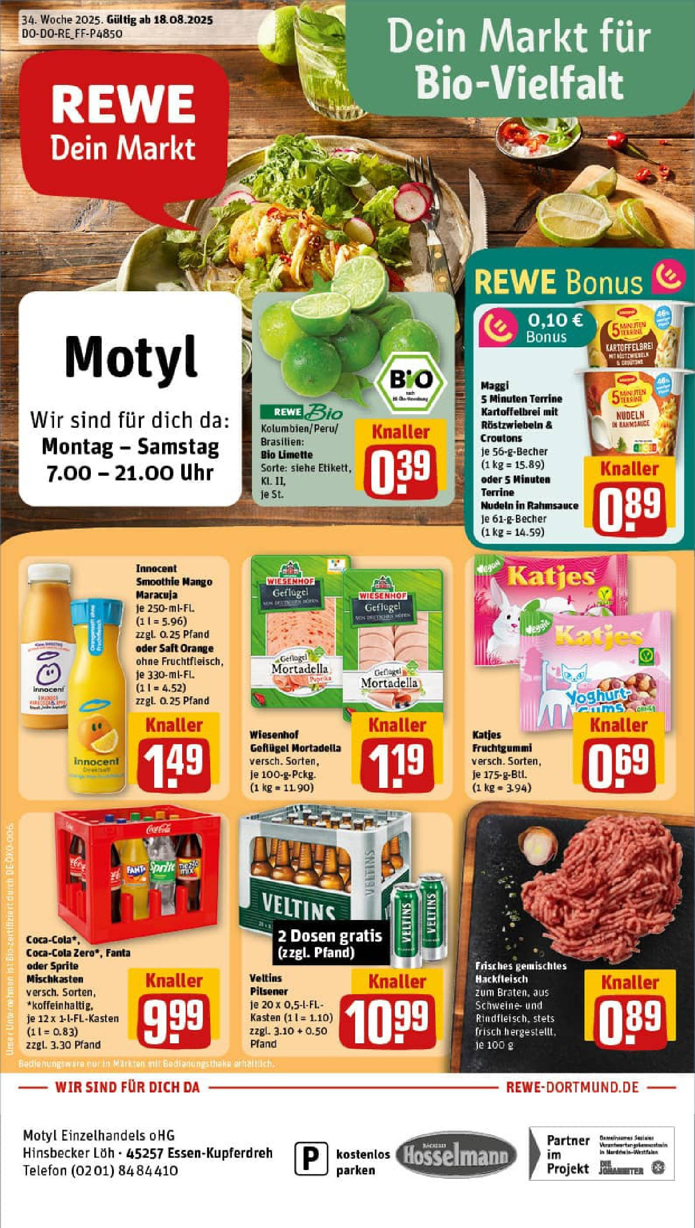 REWE Prospekt ab 17.08.2025 zum Blättern » Angebote | Seite: 1 | Produkte: Fanta, Maggi, Mango, Nudeln