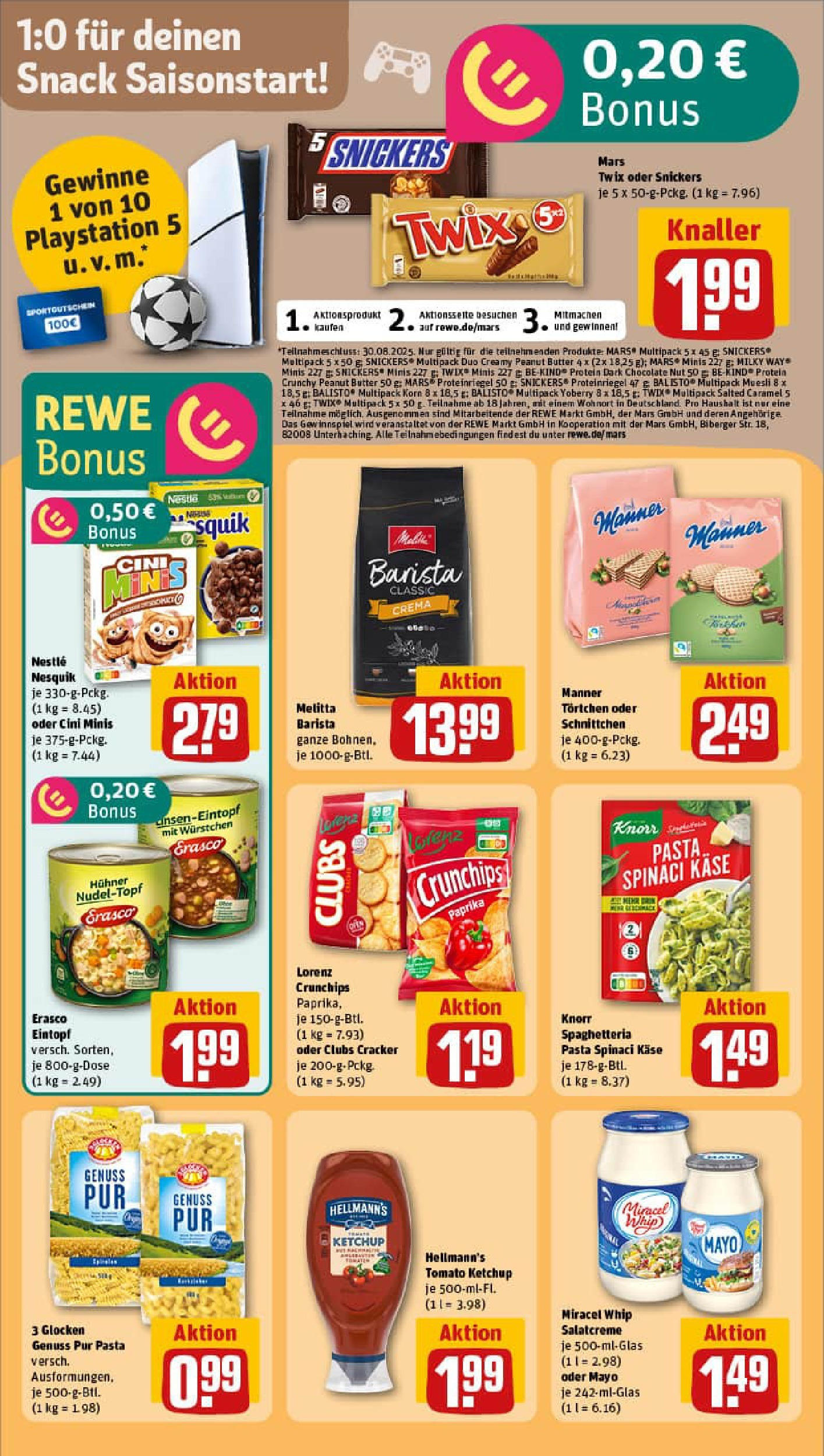 REWE Prospekt ab 17.08.2025 zum Blättern » Angebote | Seite: 12 | Produkte: Playstation, Knorr, Snickers, Erasco REWE Prospekt ab 17.08.2025 zum Blättern » Angebote | Seite: 12 | Produkte: Playstation, Knorr, Snickers, Erasco