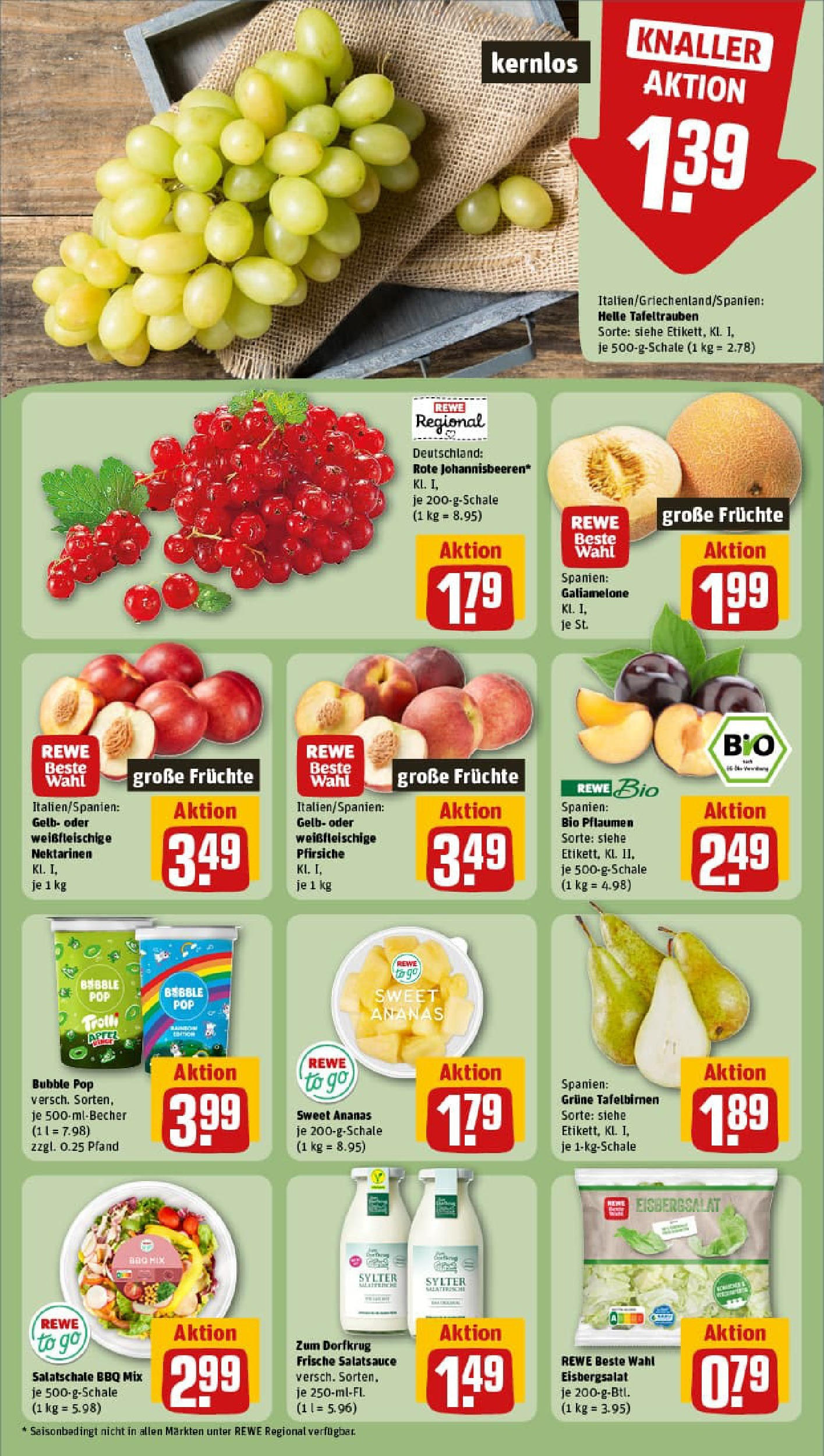REWE Prospekt ab 17.08.2025 zum Blättern » Angebote | Seite: 6 | Produkte: Pflaumen, Dressing, Ananas, Eisbergsalat