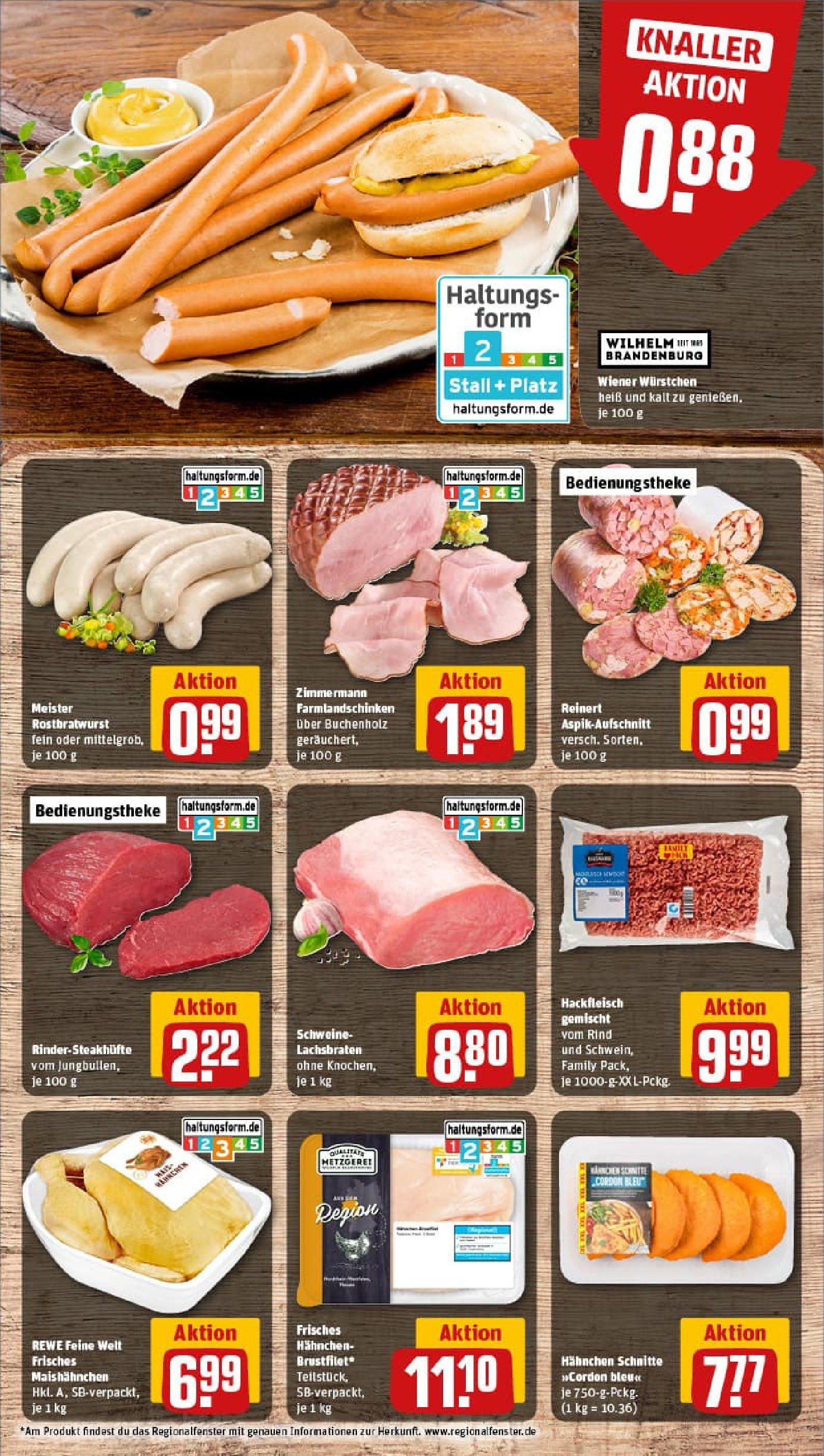 REWE Prospekt ab 17.08.2025 zum Blättern » Angebote | Seite: 8 | Produkte: Hahnchen, Wiener wurstchen, Steak, Hackfleisch