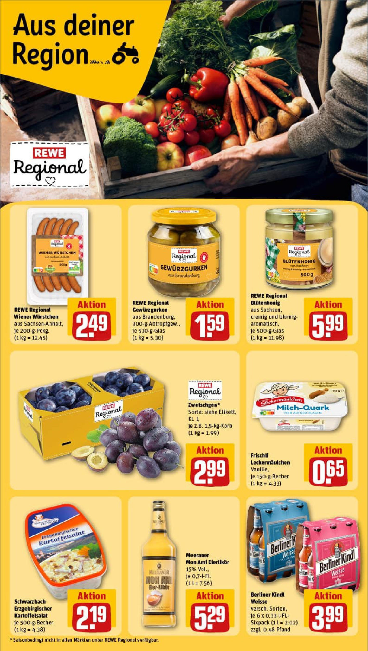REWE Prospekt ab 17.08.2025 zum Blättern » Angebote | Seite: 13 | Produkte: Berliner, Wiener wurstchen, Quark