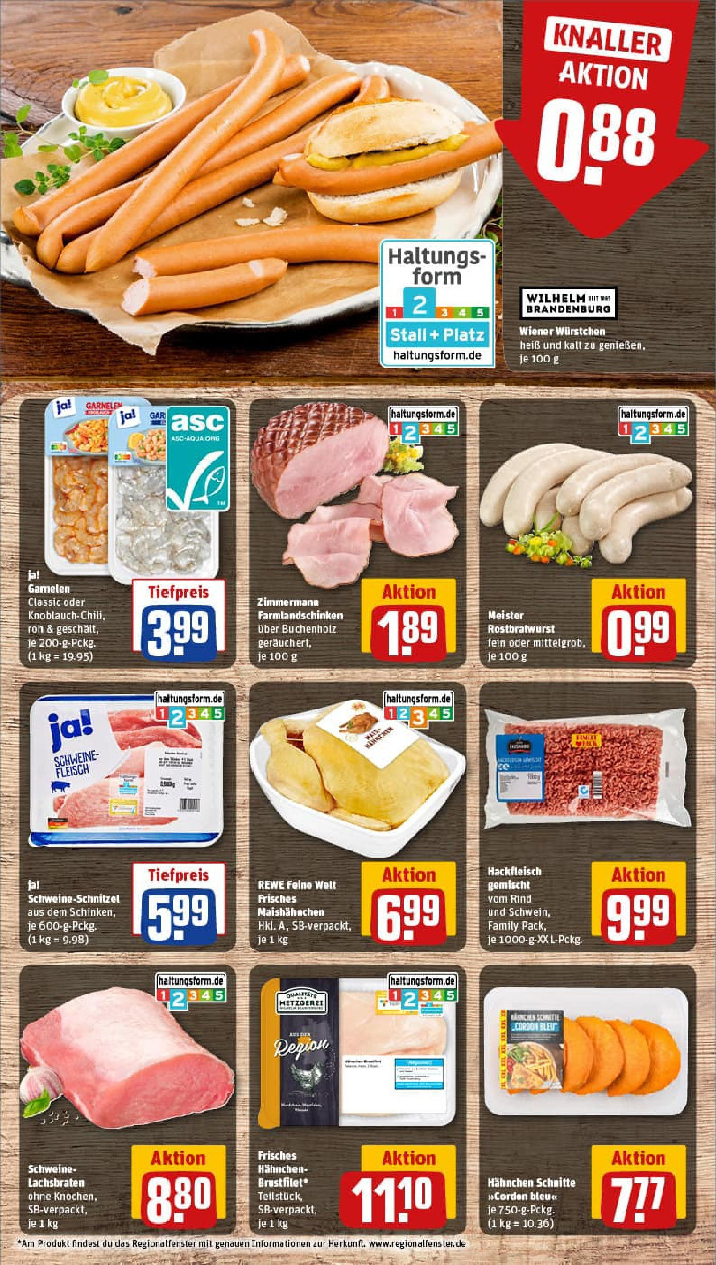REWE Prospekt ab 17.08.2025 zum Blättern » Angebote | Seite: 8 | Produkte: Hahnchen, Wiener wurstchen, Fleisch, Hackfleisch