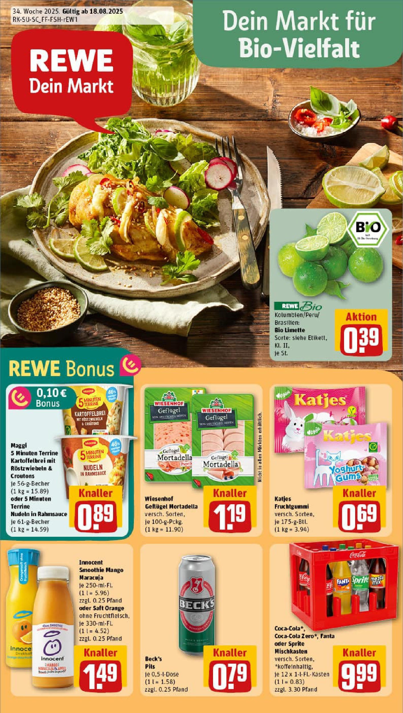 REWE Prospekt ab 17.08.2025 zum Blättern » Angebote | Seite: 1 | Produkte: Fanta, Pils, Mango, Saft REWE Prospekt ab 17.08.2025 zum Blättern » Angebote | Seite: 1 | Produkte: Fanta, Pils, Mango, Saft