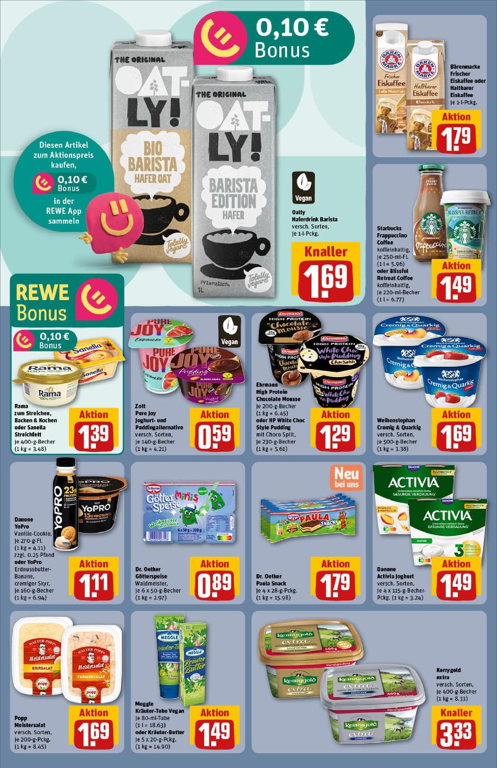 REWE Prospekt ab 17.08.2025 zum Blättern » Angebote | Seite: 14 | Produkte: Rama, Joghurt, Starbucks, Haferdrink