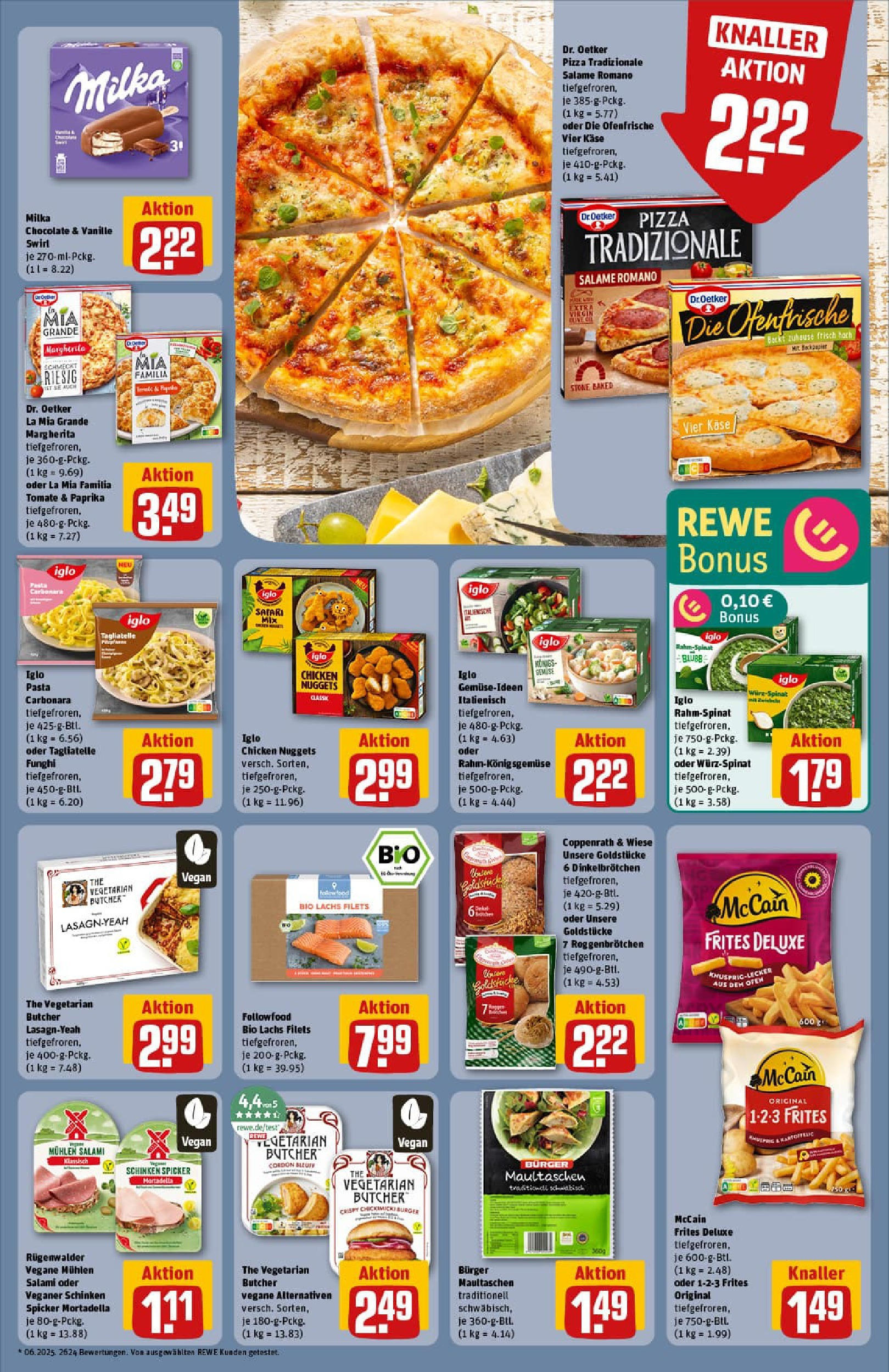 REWE Prospekt ab 17.08.2025 zum Blättern » Angebote | Seite: 15 | Produkte: Burger, McCain, Lachs, Pasta