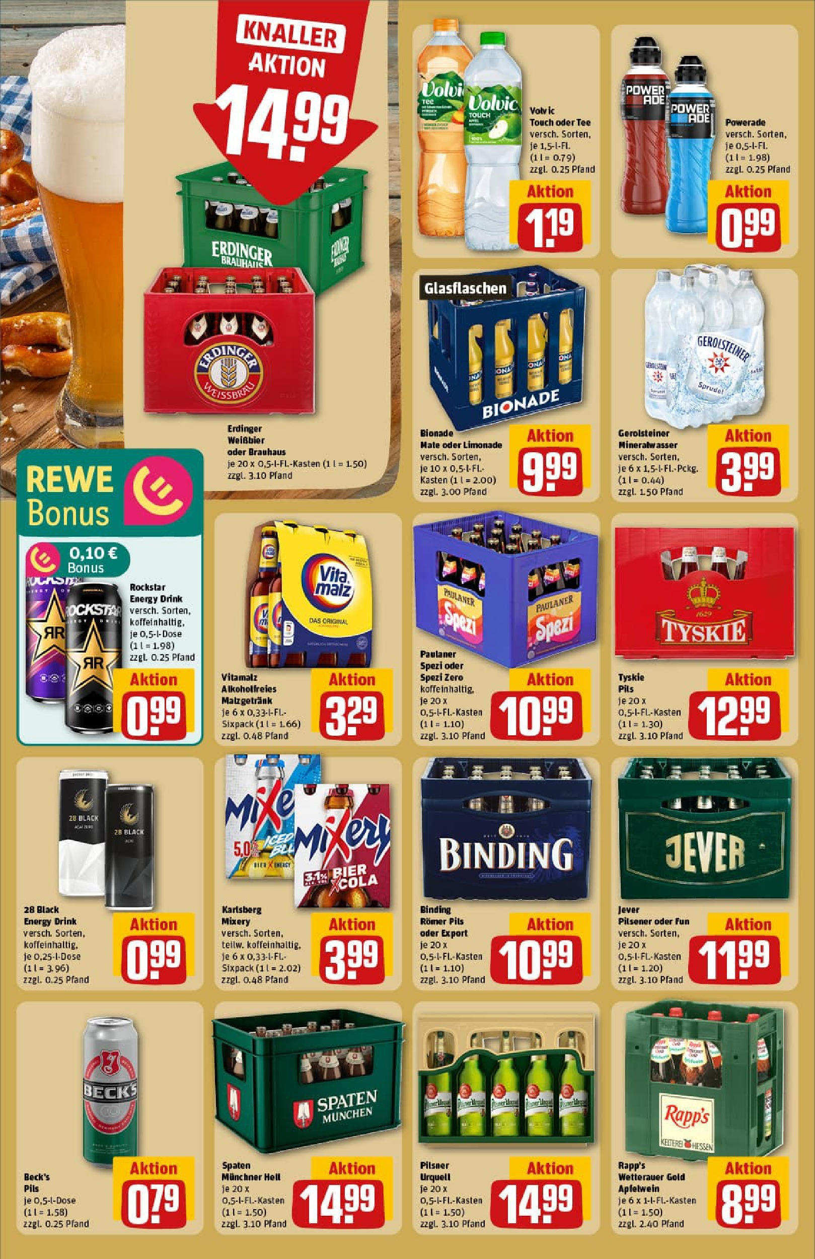 REWE Prospekt ab 17.08.2025 zum Blättern » Angebote | Seite: 16 | Produkte: Weißbier, Volvic touch, Pilsner urquell, Tee