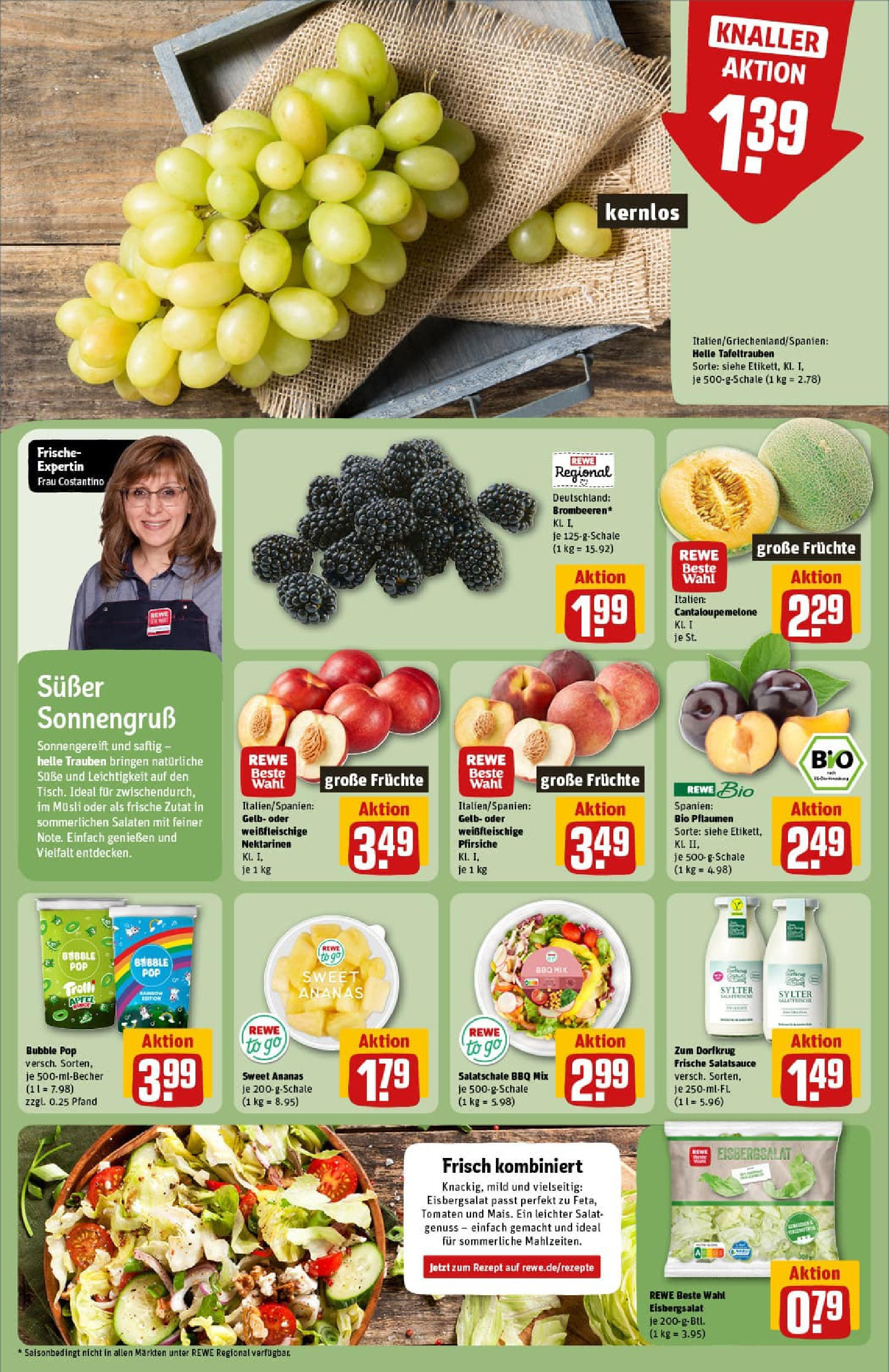 REWE Prospekt ab 17.08.2025 zum Blättern » Angebote | Seite: 6 | Produkte: Musli, Nektarinen, Trauben, Salat REWE Prospekt ab 17.08.2025 zum Blättern » Angebote | Seite: 6 | Produkte: Musli, Nektarinen, Trauben, Salat