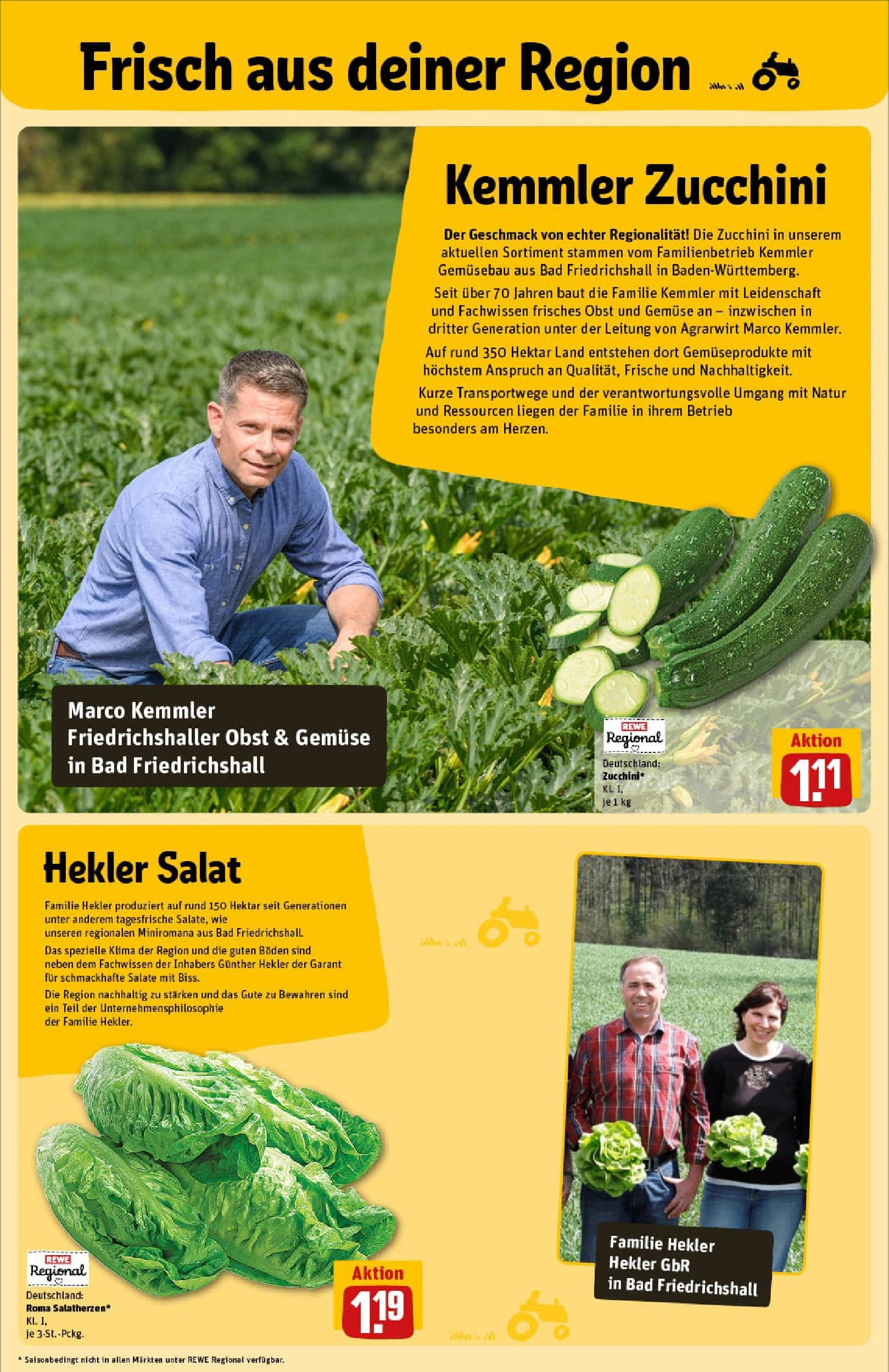 REWE Prospekt ab 17.08.2025 zum Blättern » Angebote | Seite: 9 | Produkte: Bad, Gemüse, Zucchini, Salat REWE Prospekt ab 17.08.2025 zum Blättern » Angebote | Seite: 9 | Produkte: Bad, Gemüse, Zucchini, Salat