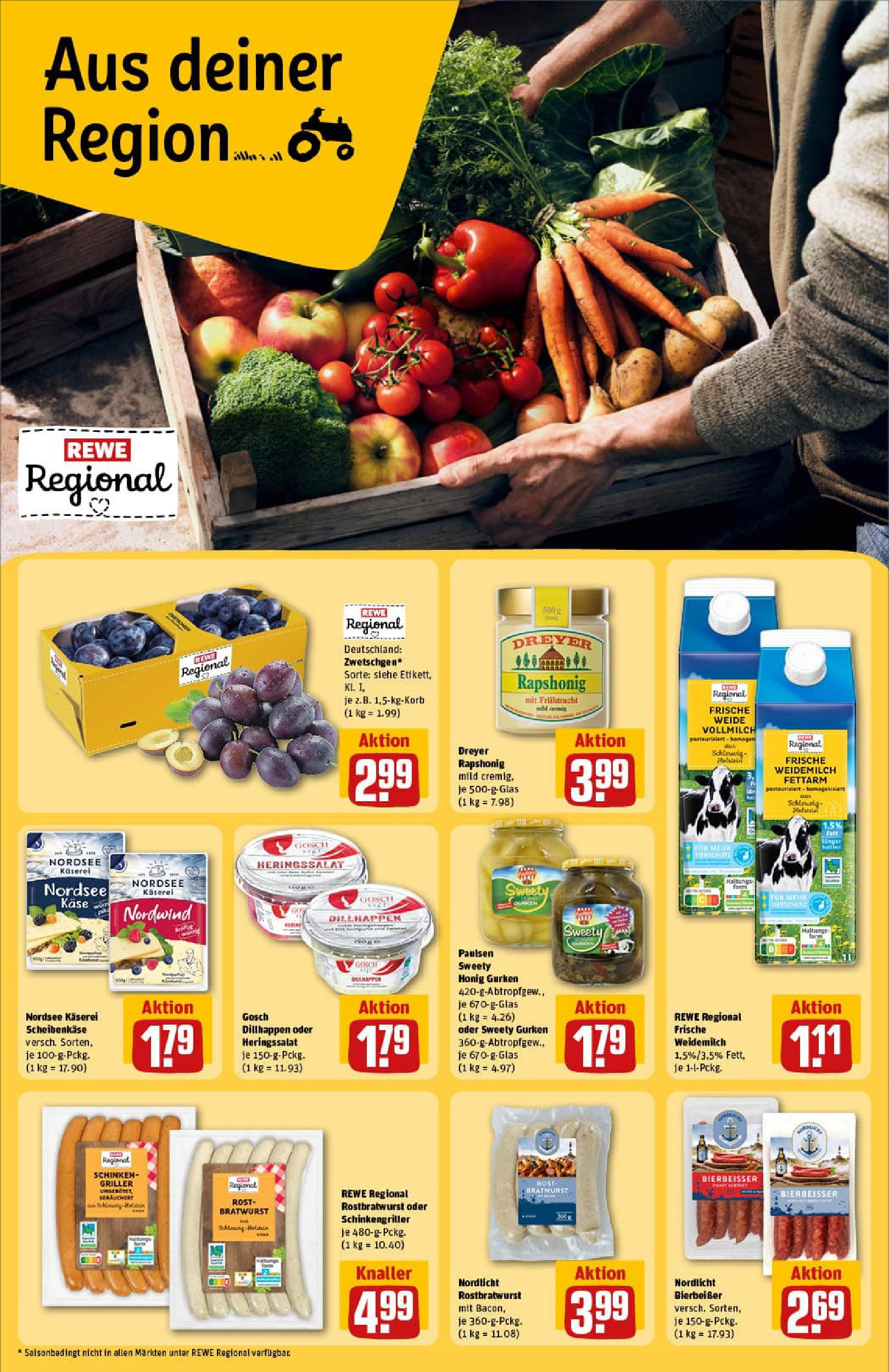 REWE Prospekt ab 17.08.2025 zum Blättern » Angebote | Seite: 24 | Produkte: Bratwurst, Schinken, Griller, Gurken REWE Prospekt ab 17.08.2025 zum Blättern » Angebote | Seite: 24 | Produkte: Bratwurst, Schinken, Griller, Gurken