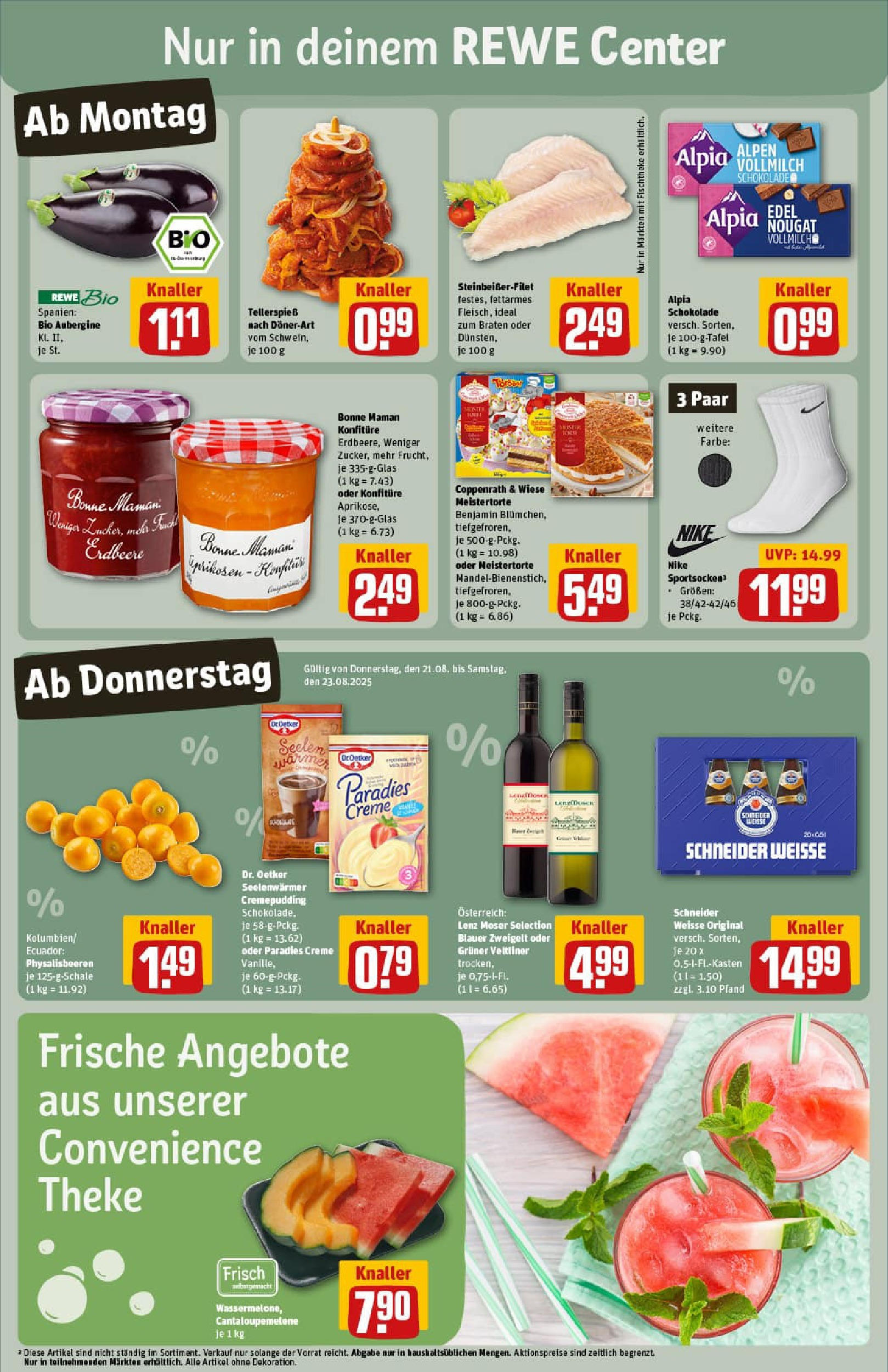 REWE Prospekt ab 17.08.2025 zum Blättern » Angebote | Seite: 3 | Produkte: Schokolade, Creme, Aubergine, Wassermelone REWE Prospekt ab 17.08.2025 zum Blättern » Angebote | Seite: 3 | Produkte: Schokolade, Creme, Aubergine, Wassermelone