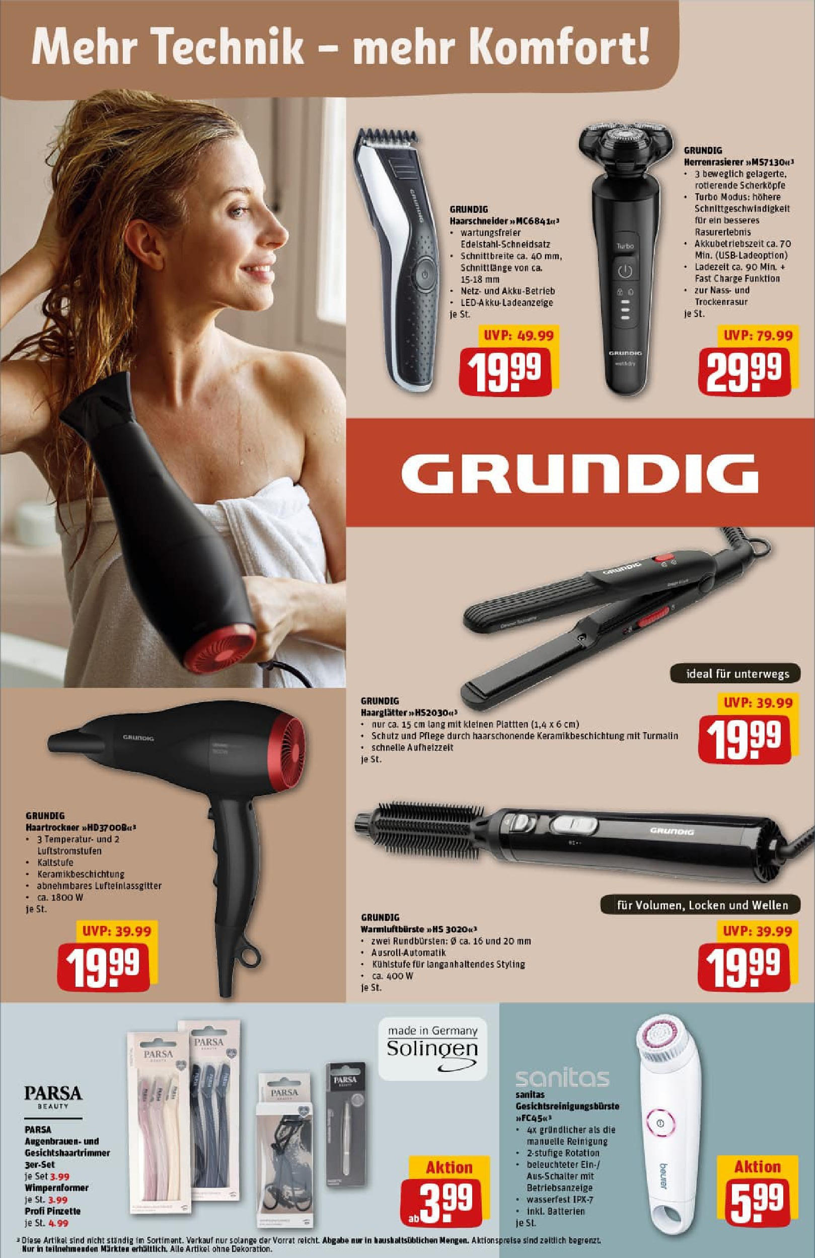 REWE Prospekt ab 17.08.2025 zum Blättern » Angebote | Seite: 32 | Produkte: Haartrockner, Haarglätter, Batterien, Pinzette REWE Prospekt ab 17.08.2025 zum Blättern » Angebote | Seite: 32 | Produkte: Haartrockner, Haarglätter, Batterien, Pinzette