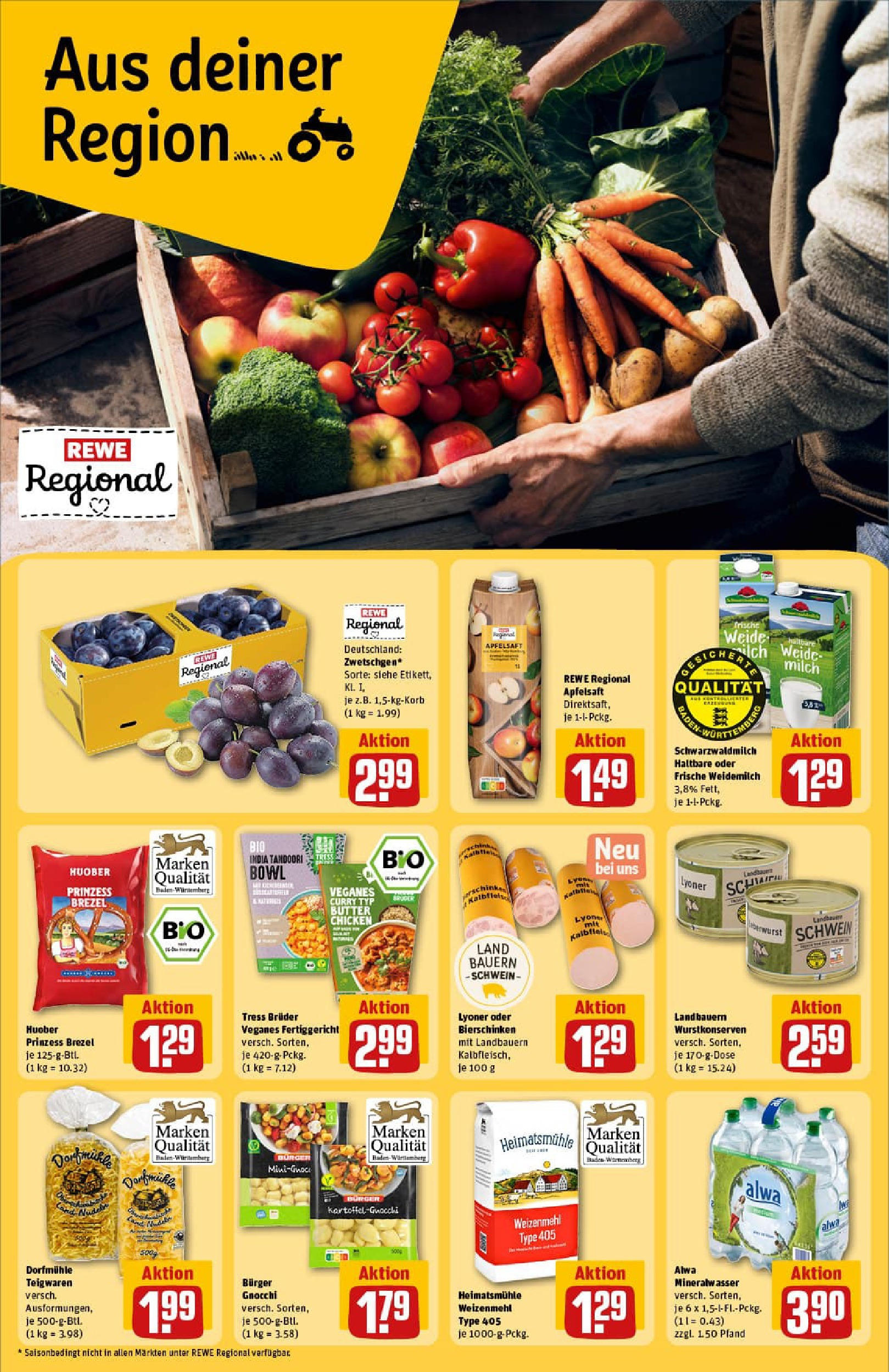 REWE Prospekt ab 17.08.2025 zum Blättern » Angebote | Seite: 22 | Produkte: Butter, Burger, Weizenmehl, Apfelsaft REWE Prospekt ab 17.08.2025 zum Blättern » Angebote | Seite: 22 | Produkte: Butter, Burger, Weizenmehl, Apfelsaft