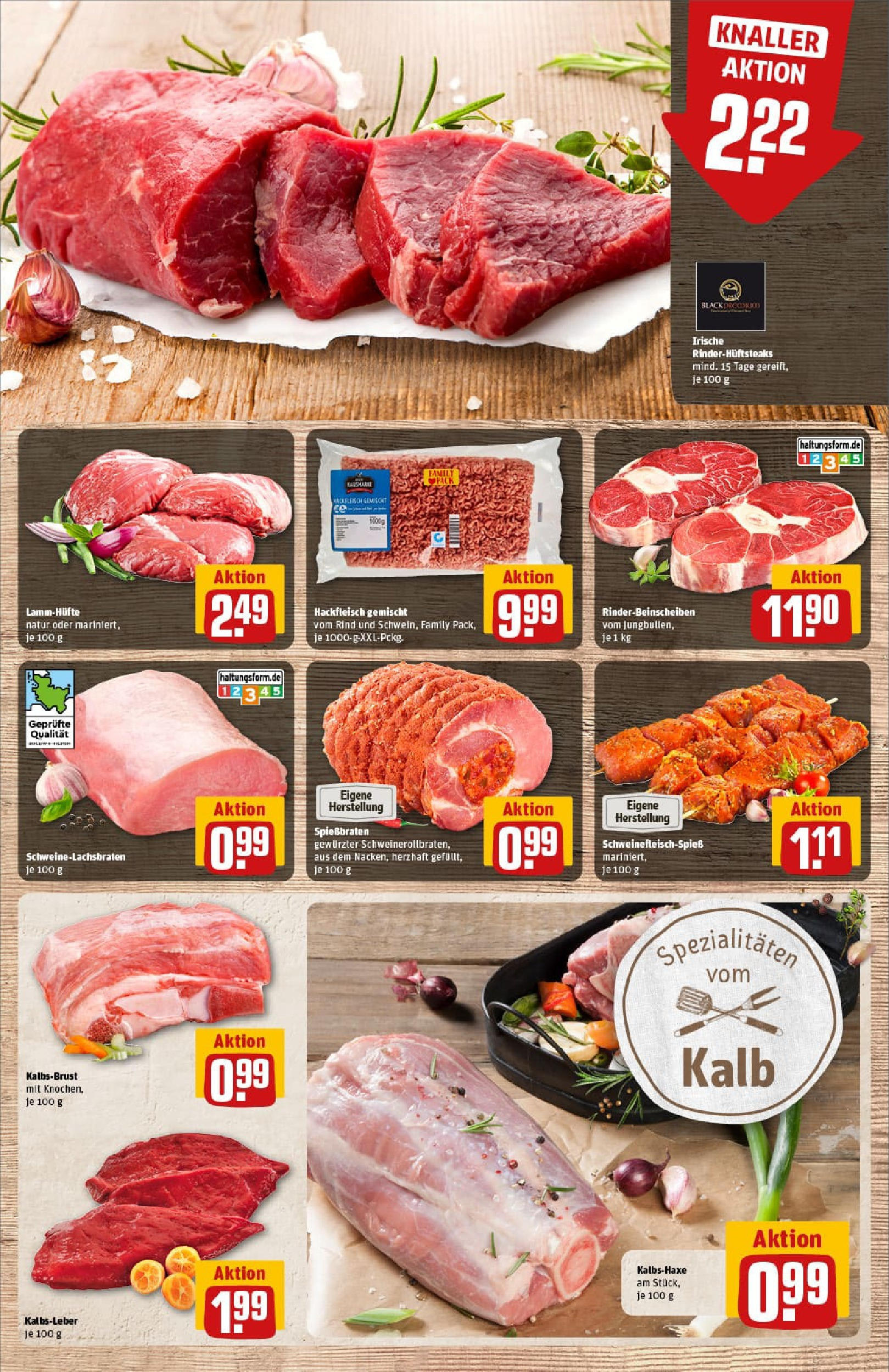 REWE Prospekt ab 17.08.2025 zum Blättern » Angebote | Seite: 9 | Produkte: Kalbsleber, Steak, Hackfleisch