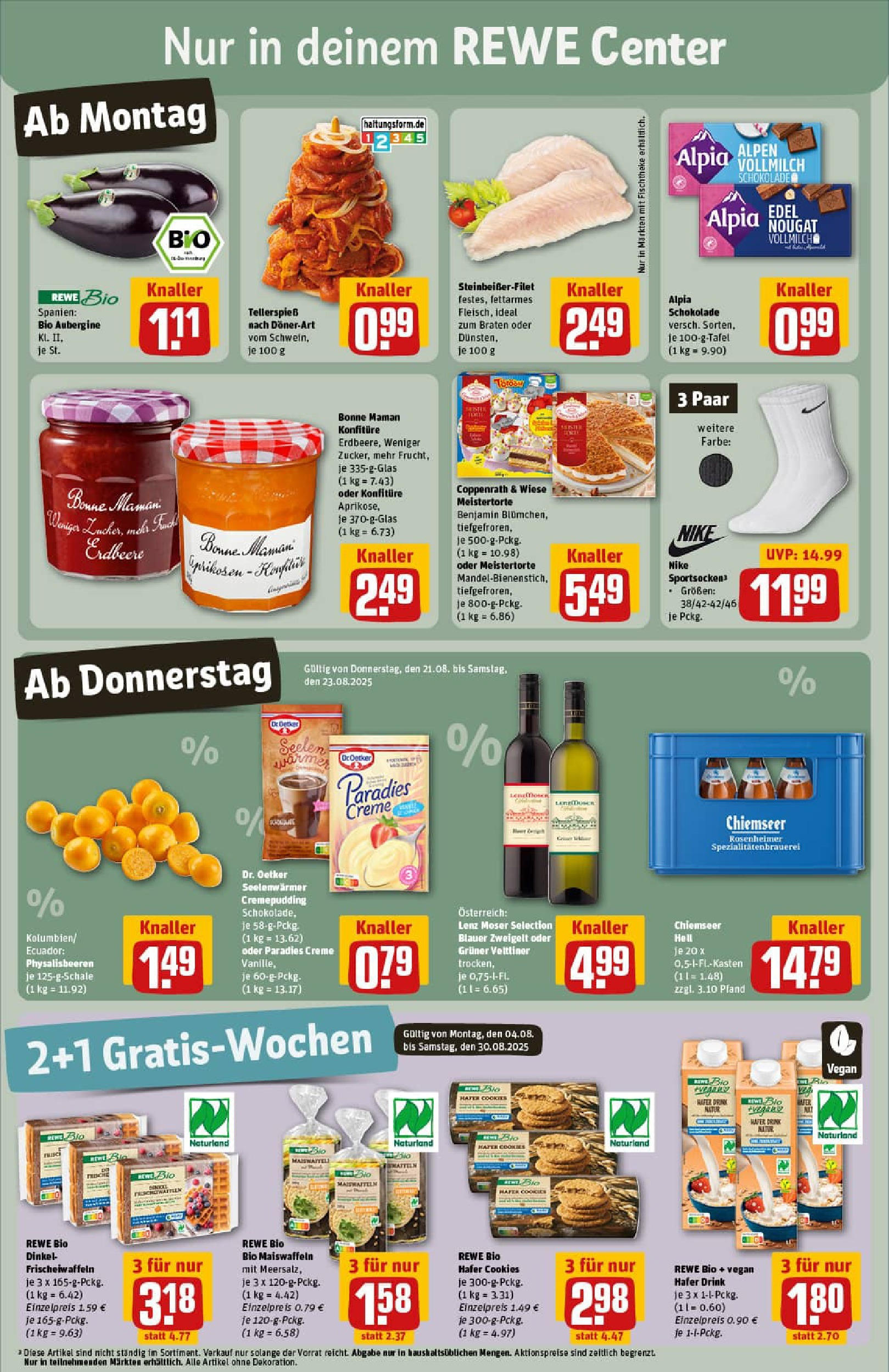 REWE Prospekt ab 17.08.2025 zum Blättern » Angebote | Seite: 3 | Produkte: Schokolade, Creme, Aubergine, Bonne maman