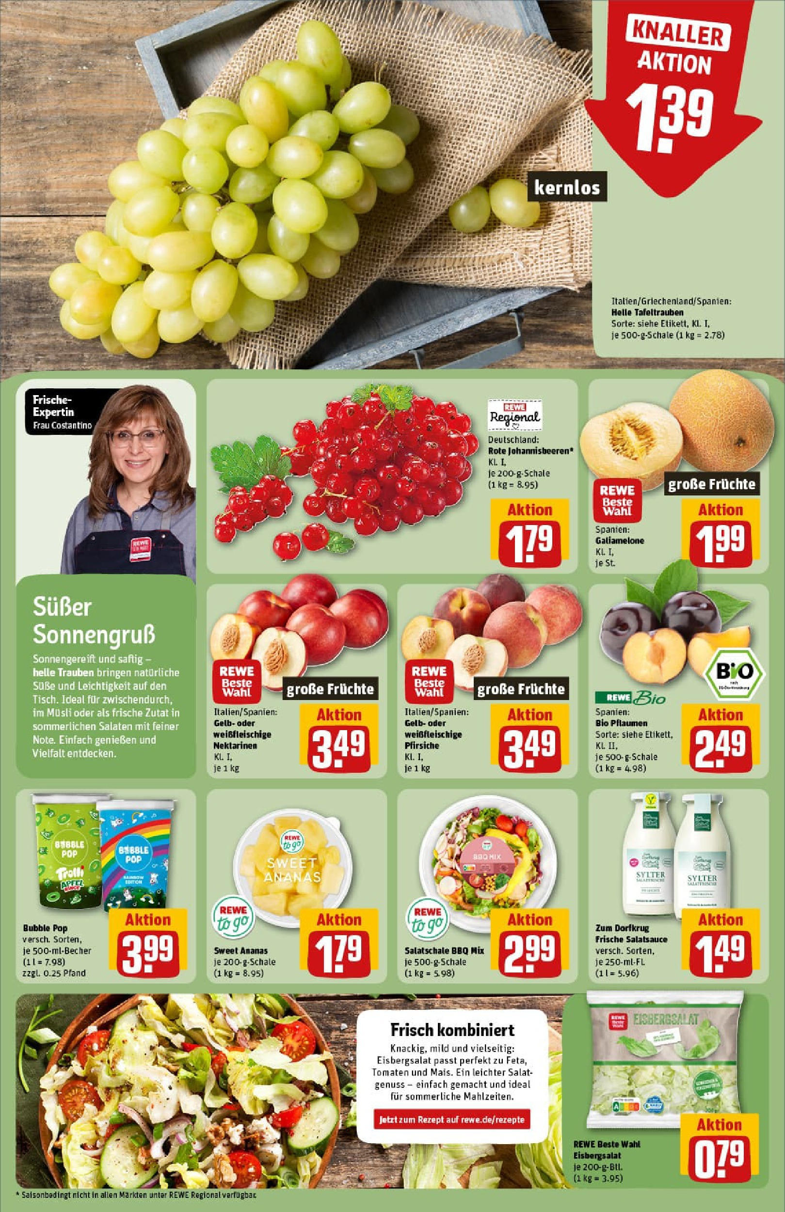REWE Prospekt ab 17.08.2025 zum Blättern » Angebote | Seite: 6 | Produkte: Pflaumen, Dressing, Äpfel, Ananas