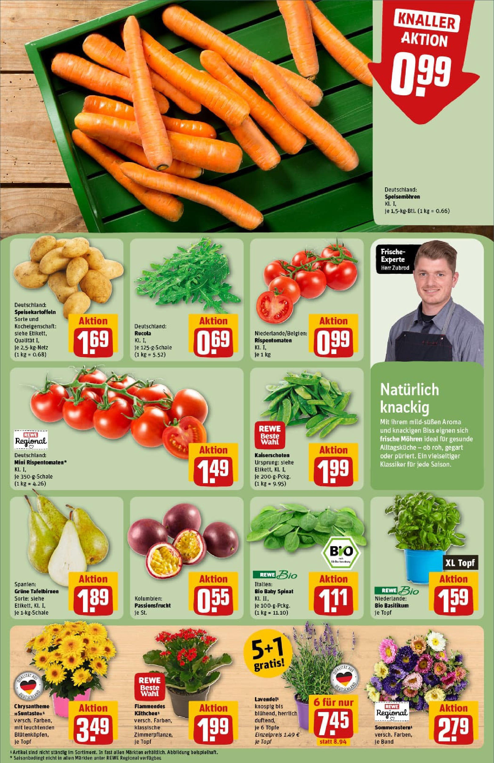 REWE Prospekt ab 17.08.2025 zum Blättern » Angebote | Seite: 7 | Produkte: Rucola, Mohren, Lavendel