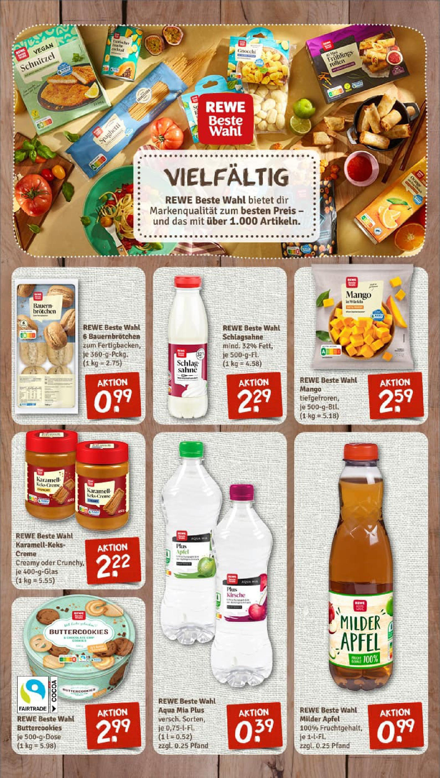 REWE Prospekt ab 17.08.2025 zum Blättern » Angebote | Seite: 7 | Produkte: Schlagsahne, Butter, Äpfel, Pasta