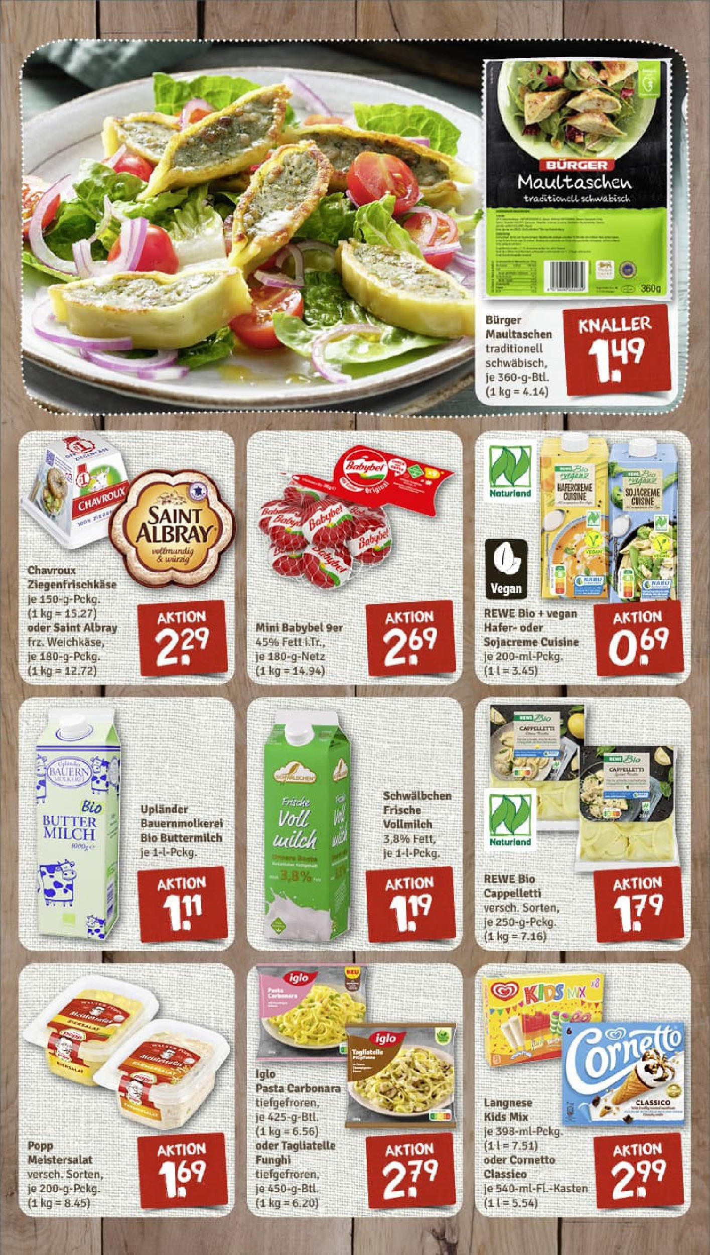 REWE Prospekt ab 17.08.2025 zum Blättern » Angebote | Seite: 7 | Produkte: Langnese, Milch, Pasta, Maultaschen REWE Prospekt ab 17.08.2025 zum Blättern » Angebote | Seite: 7 | Produkte: Langnese, Milch, Pasta, Maultaschen