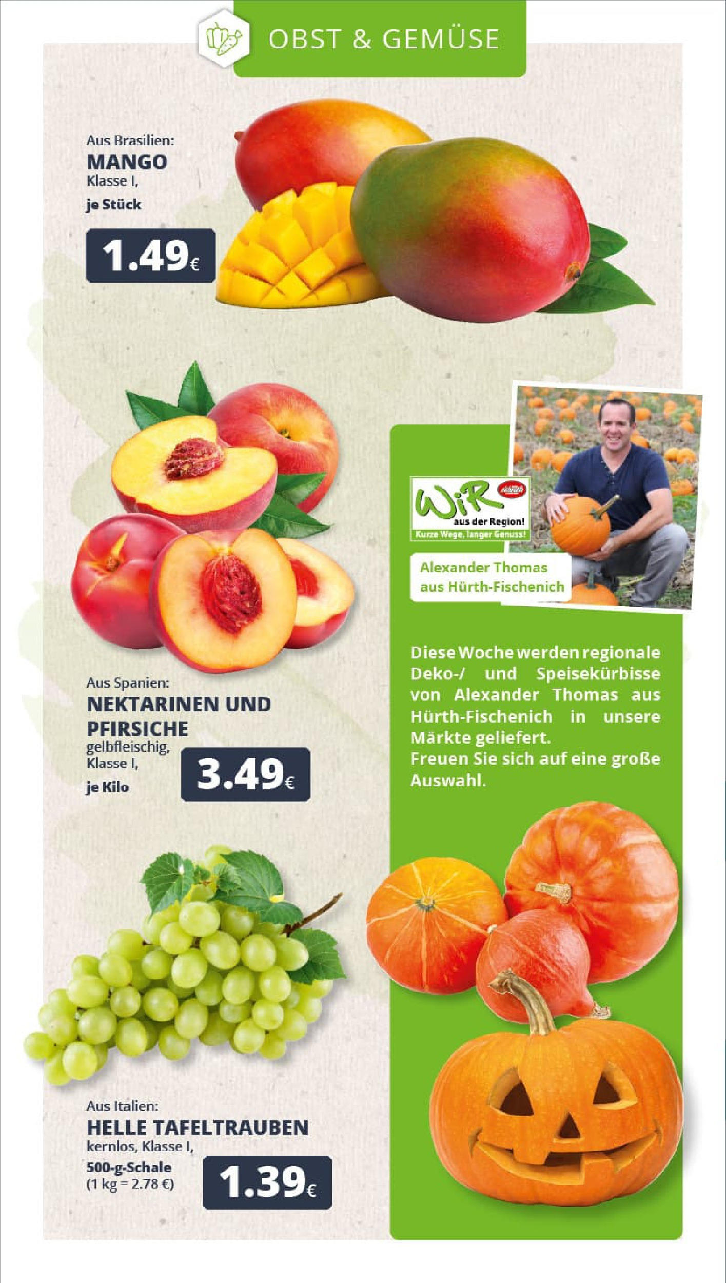 REWE Prospekt ab 17.08.2025 zum Blättern » Angebote | Seite: 8 | Produkte: Nektarinen, Gemüse, Obst, Mango REWE Prospekt ab 17.08.2025 zum Blättern » Angebote | Seite: 8 | Produkte: Nektarinen, Gemüse, Obst, Mango