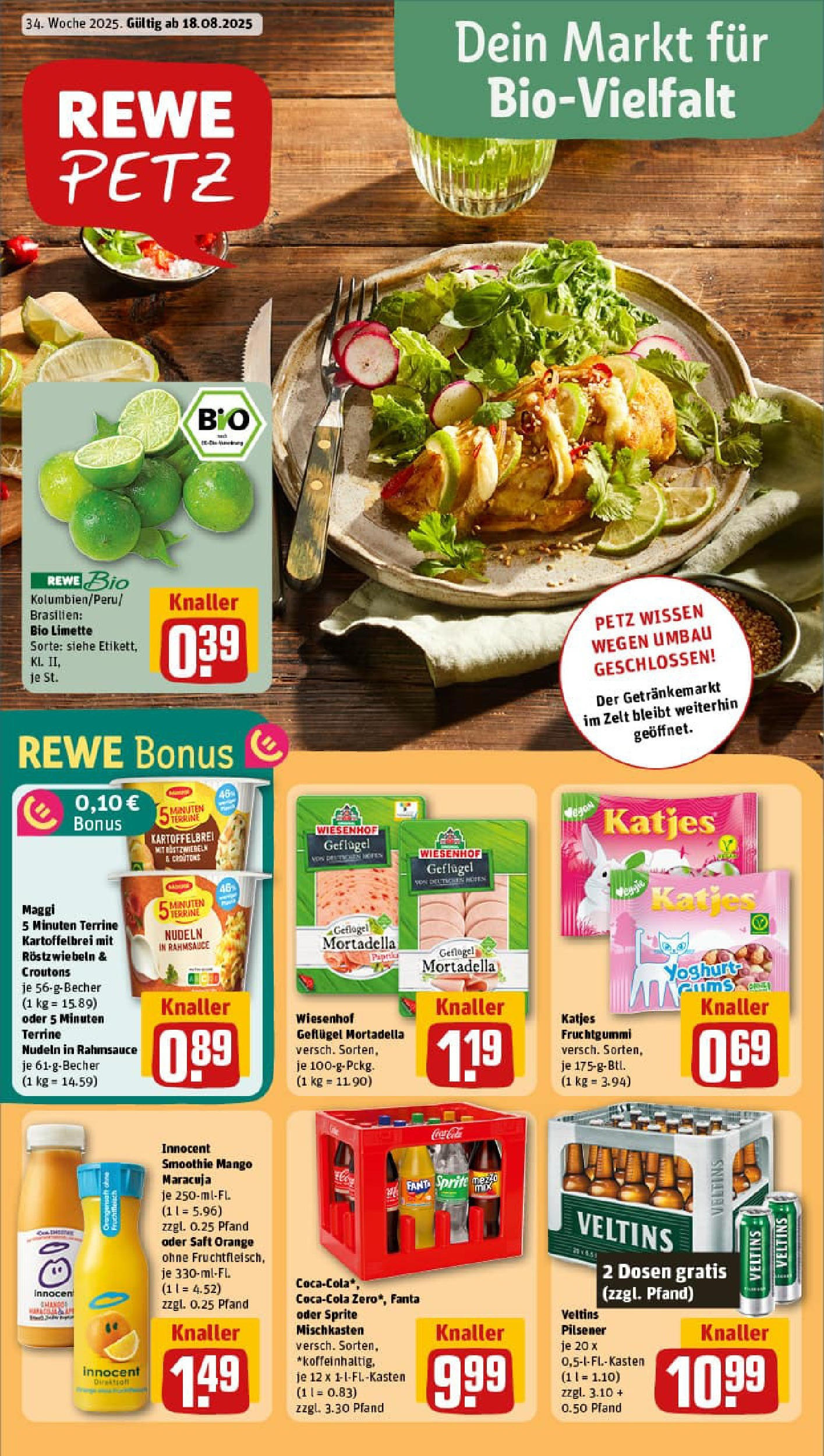 REWE Prospekt ab 17.08.2025 zum Blättern » Angebote | Seite: 1 | Produkte: Sprite, Zwiebeln, Mango, Nudeln REWE Prospekt ab 17.08.2025 zum Blättern » Angebote | Seite: 1 | Produkte: Sprite, Zwiebeln, Mango, Nudeln