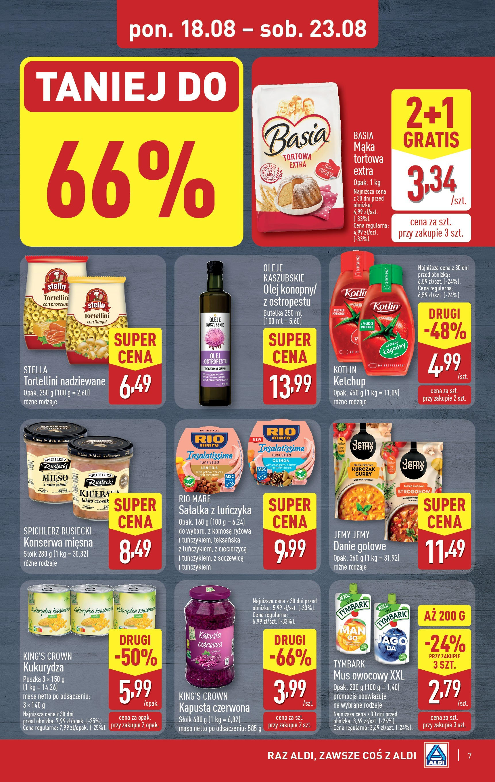 Aldi Gazetka od 18.08.2025 - Ulotka PDF, promocje | Strona: 7 | Produkty: Komosa ryżowa, Kukurydza, Ciecierzyca, Olej