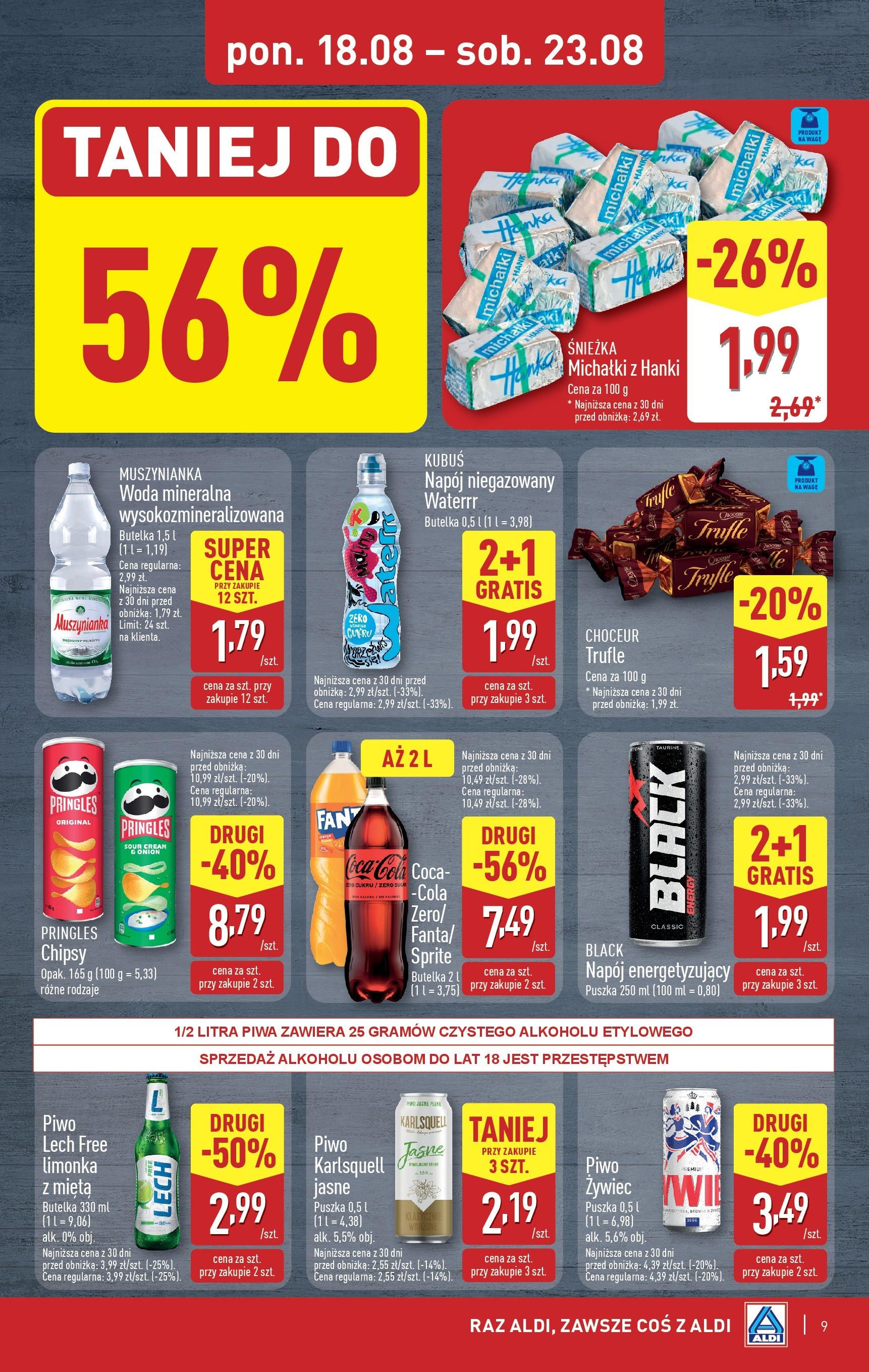 Aldi Gazetka od 18.08.2025 - Ulotka PDF, promocje | Strona: 9 | Produkty: Chipsy, Sprite, Mięta, Piwo