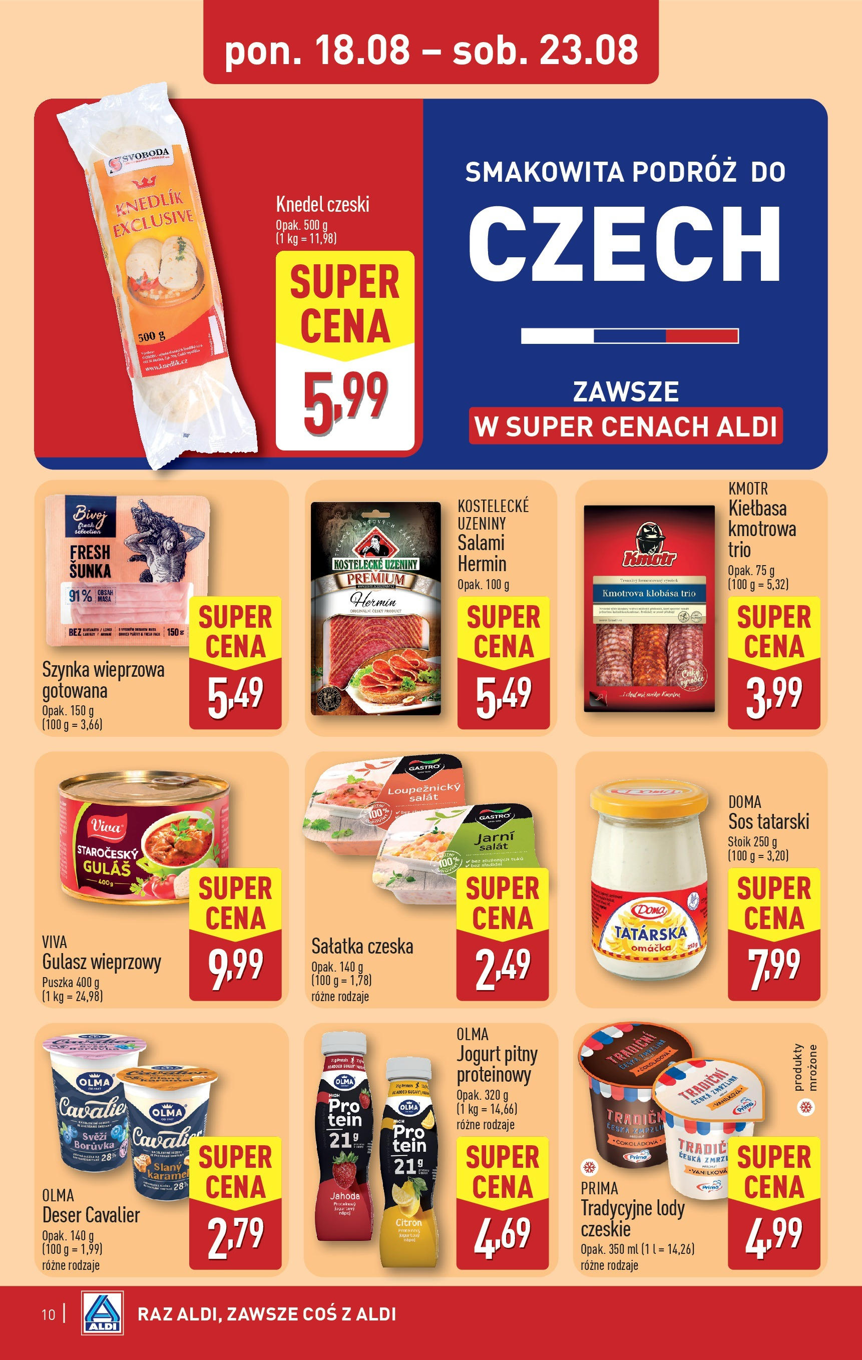 Aldi Gazetka od 18.08.2025 - Ulotka PDF, promocje | Strona: 10 | Produkty: Kiełbasa, Salami, Sałatka, Sos