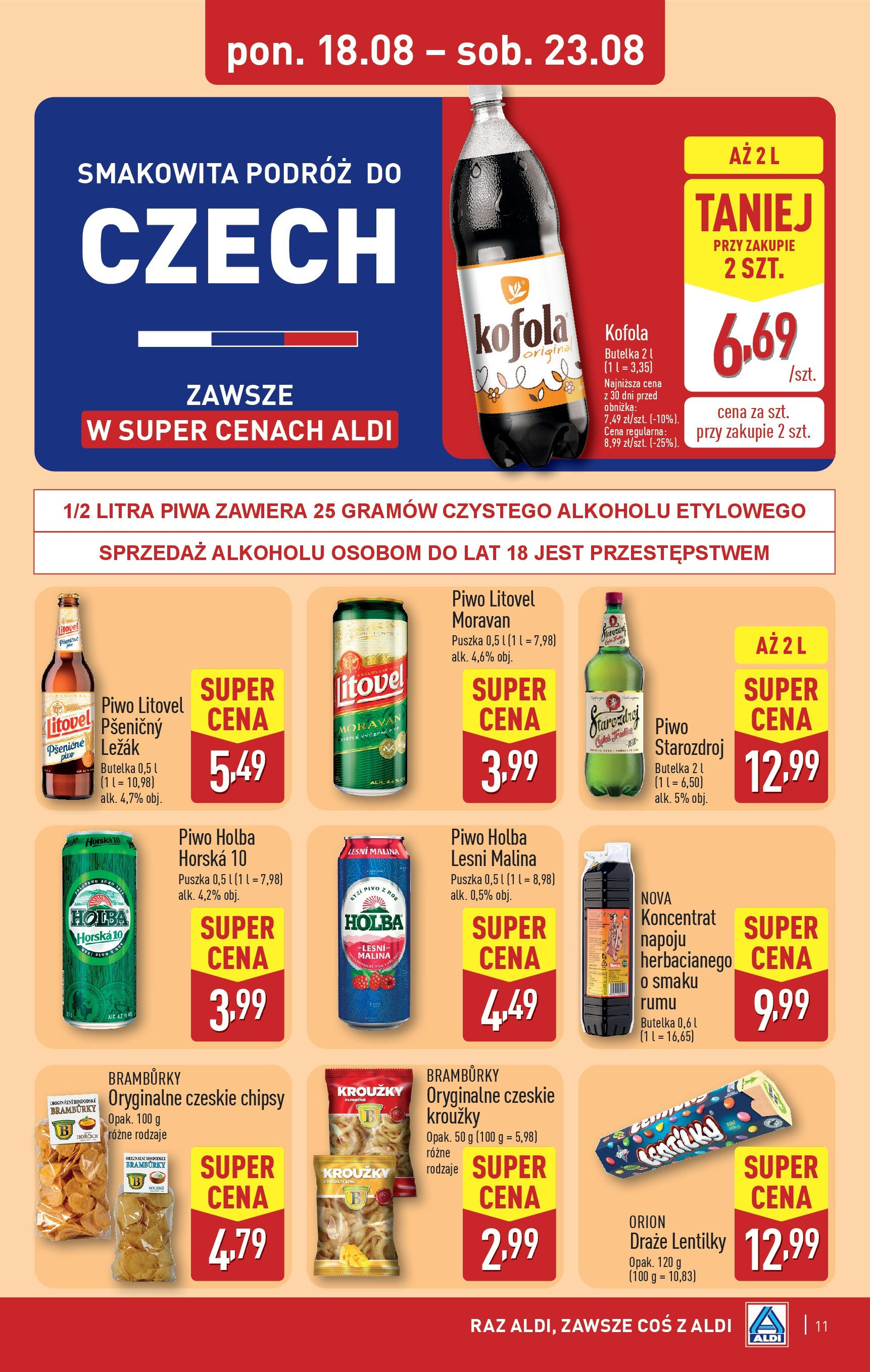 Aldi Gazetka od 18.08.2025 - Ulotka PDF, promocje | Strona: 11 | Produkty: Malina, Chipsy, Leżak, Piwo