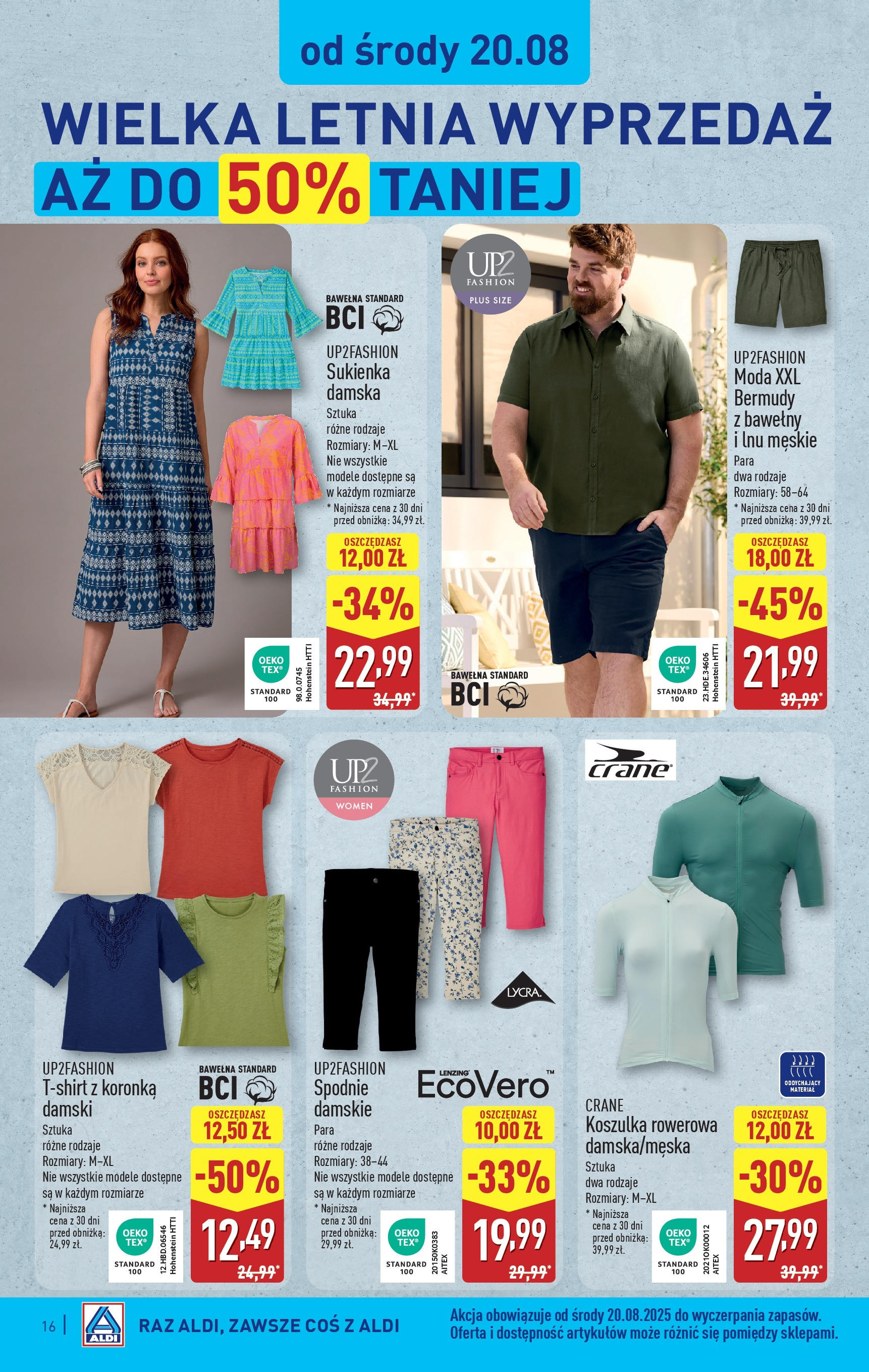 Aldi Gazetka od 18.08.2025 - Ulotka PDF, promocje | Strona: 16 | Produkty: Spodnie, Sukienka