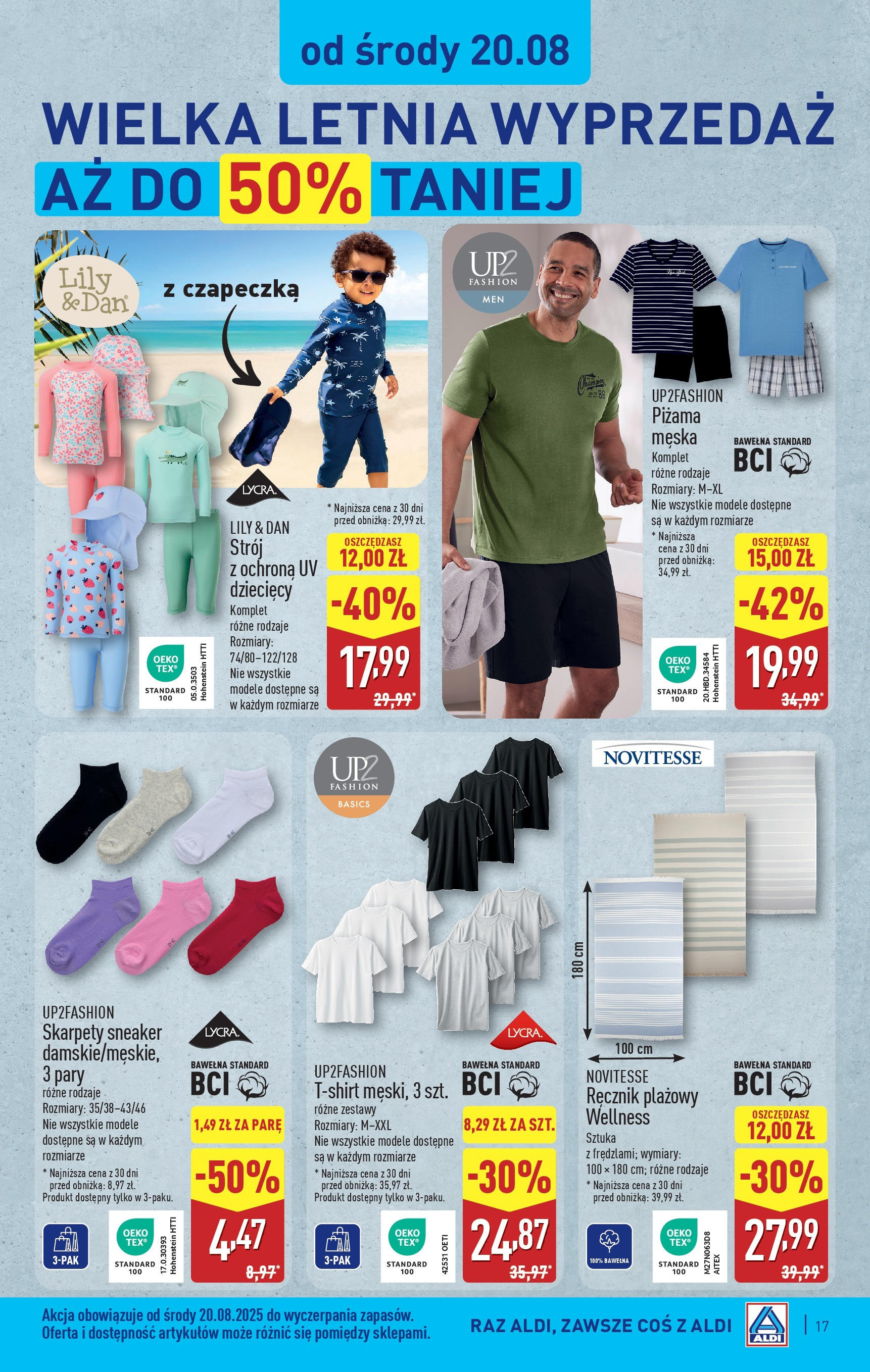 Aldi Gazetka od 18.08.2025 - Ulotka PDF, promocje | Strona: 17 | Produkty: Skarpety, Piżama