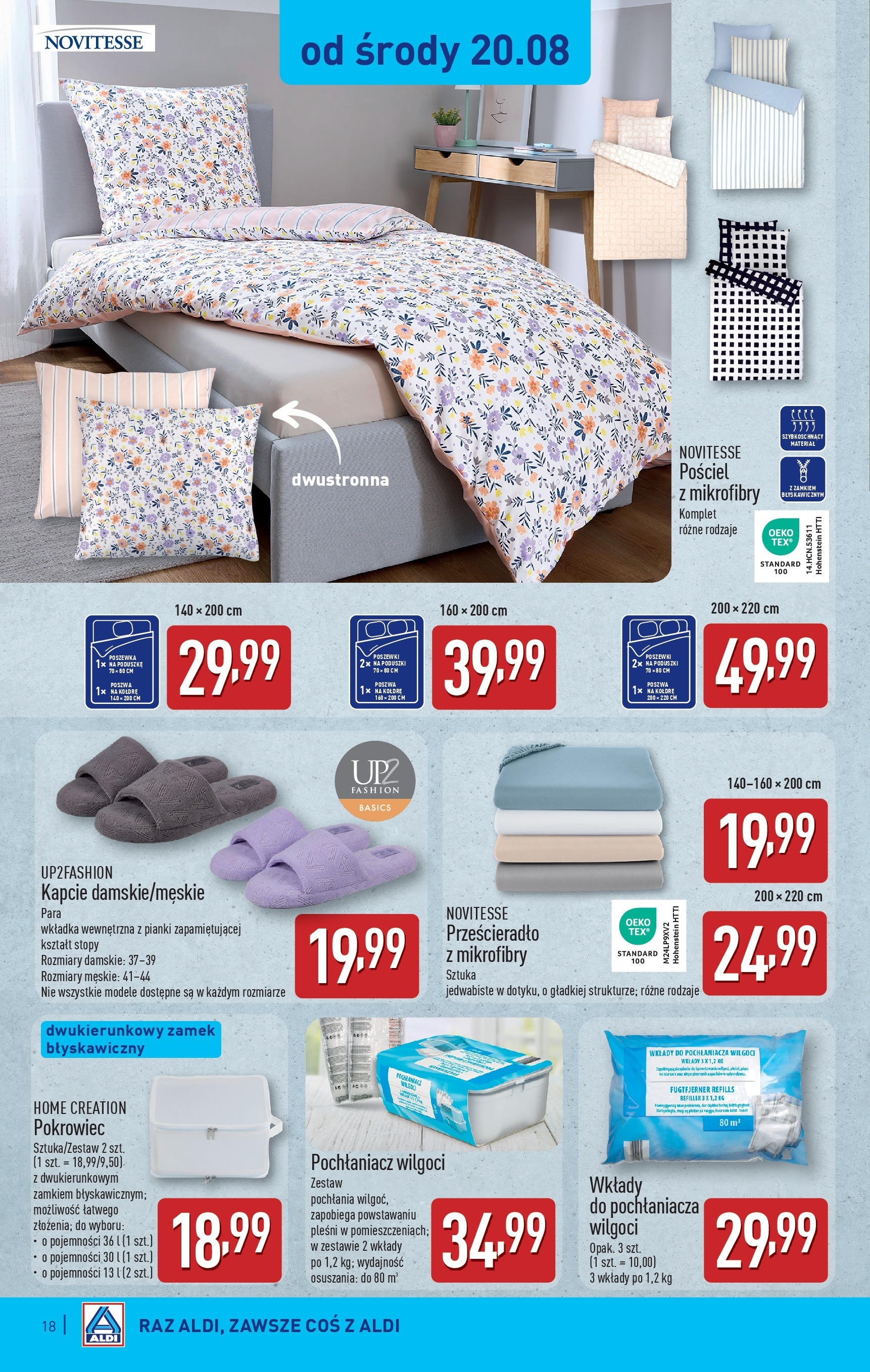Aldi Gazetka od 18.08.2025 - Ulotka PDF, promocje | Strona: 18 | Produkty: Pościel, Kapcie, Pianki