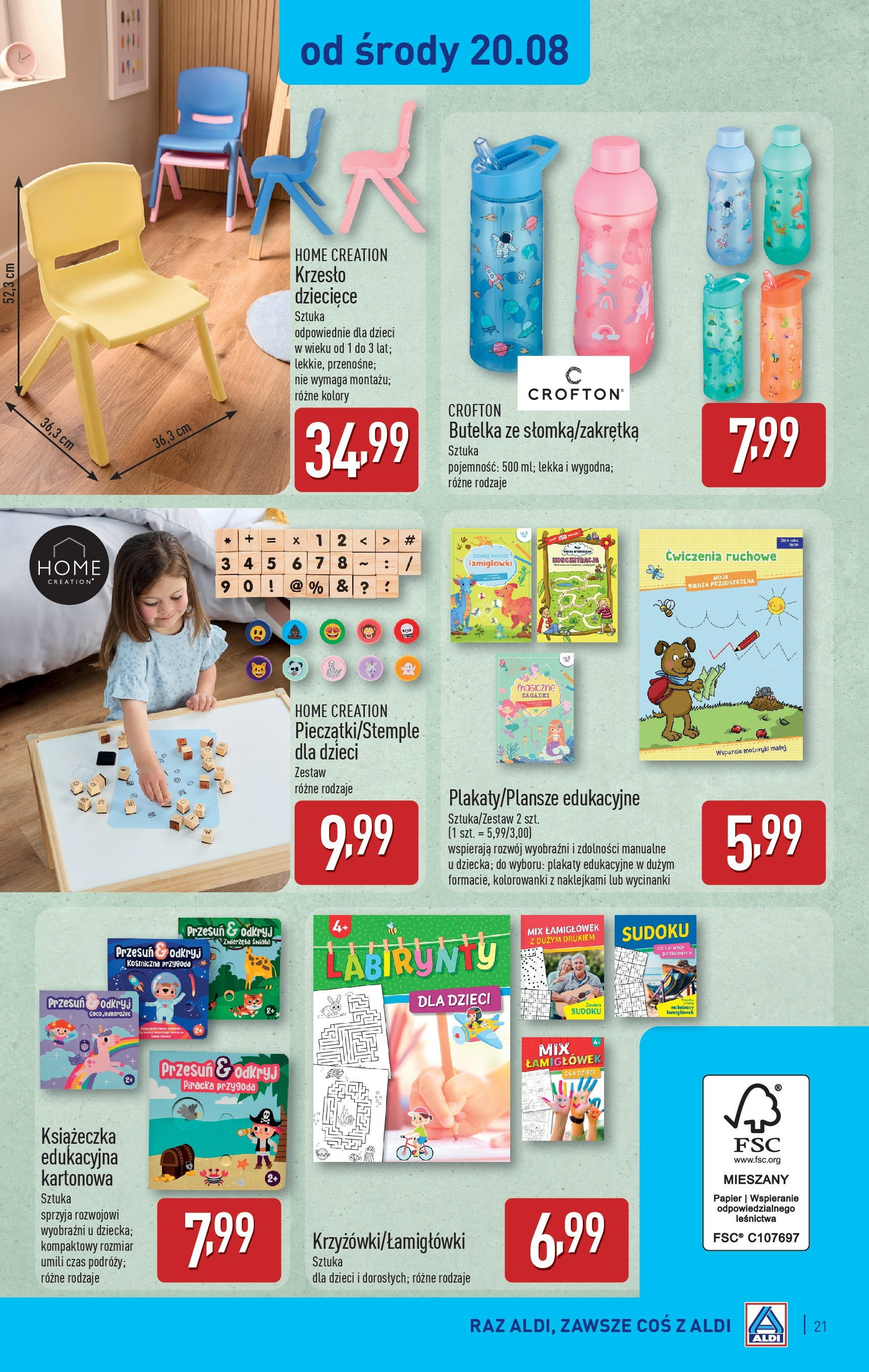 Aldi Gazetka od 18.08.2025 - Ulotka PDF, promocje | Strona: 21 | Produkty: Jednorożec, Krzesło