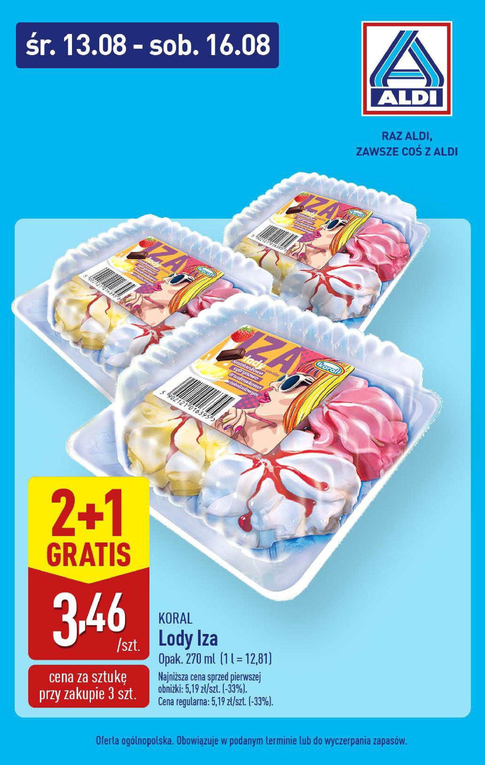 Aldi Gazetka - Weekend od 13.08.2025 - Ulotka PDF, promocje | Strona: 1 | Produkty: Lody