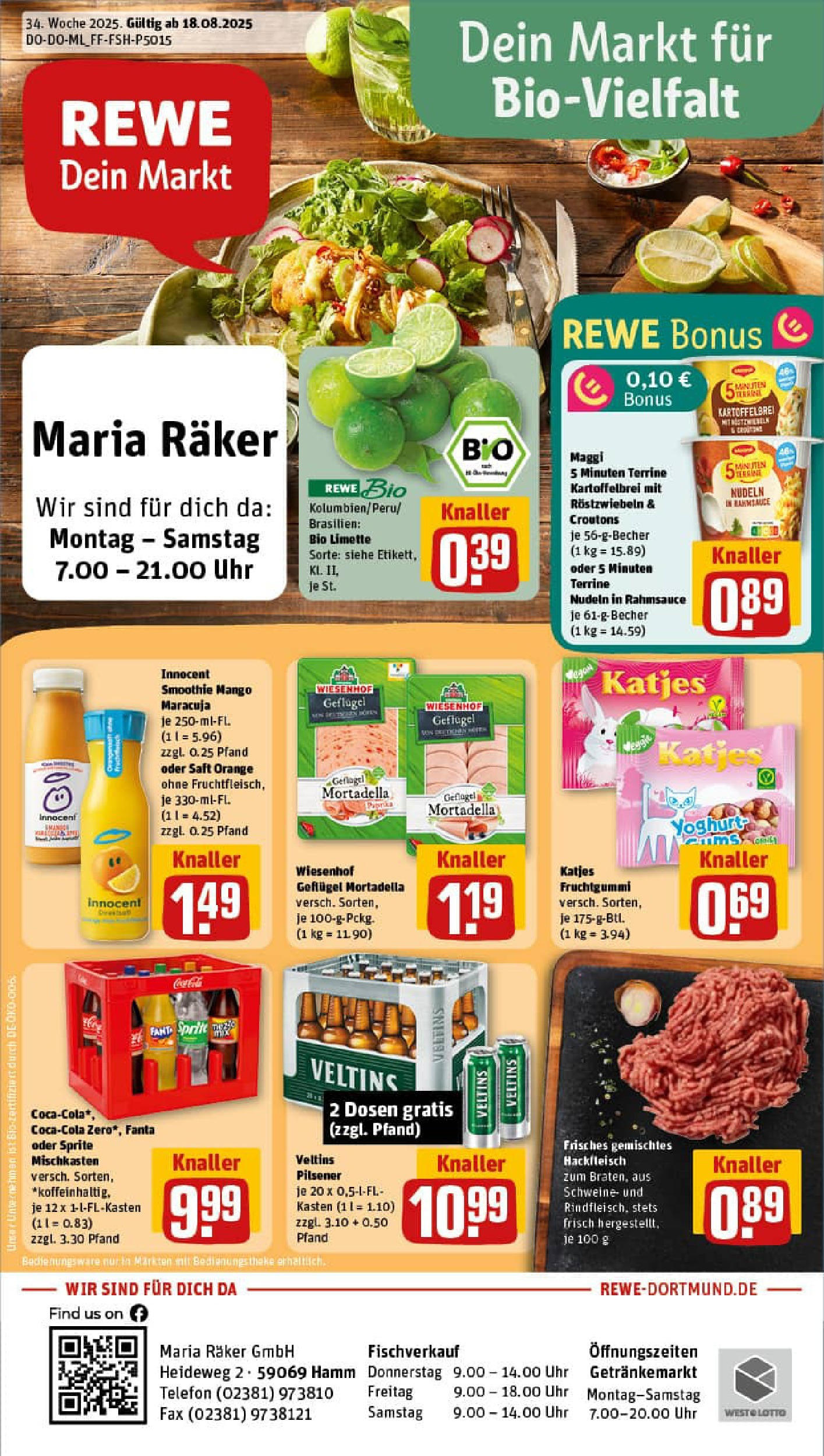 REWE Prospekt ab 17.08.2025 zum Blättern » Angebote | Seite: 1 | Produkte: Fanta, Sprite, Mango, Uhr
