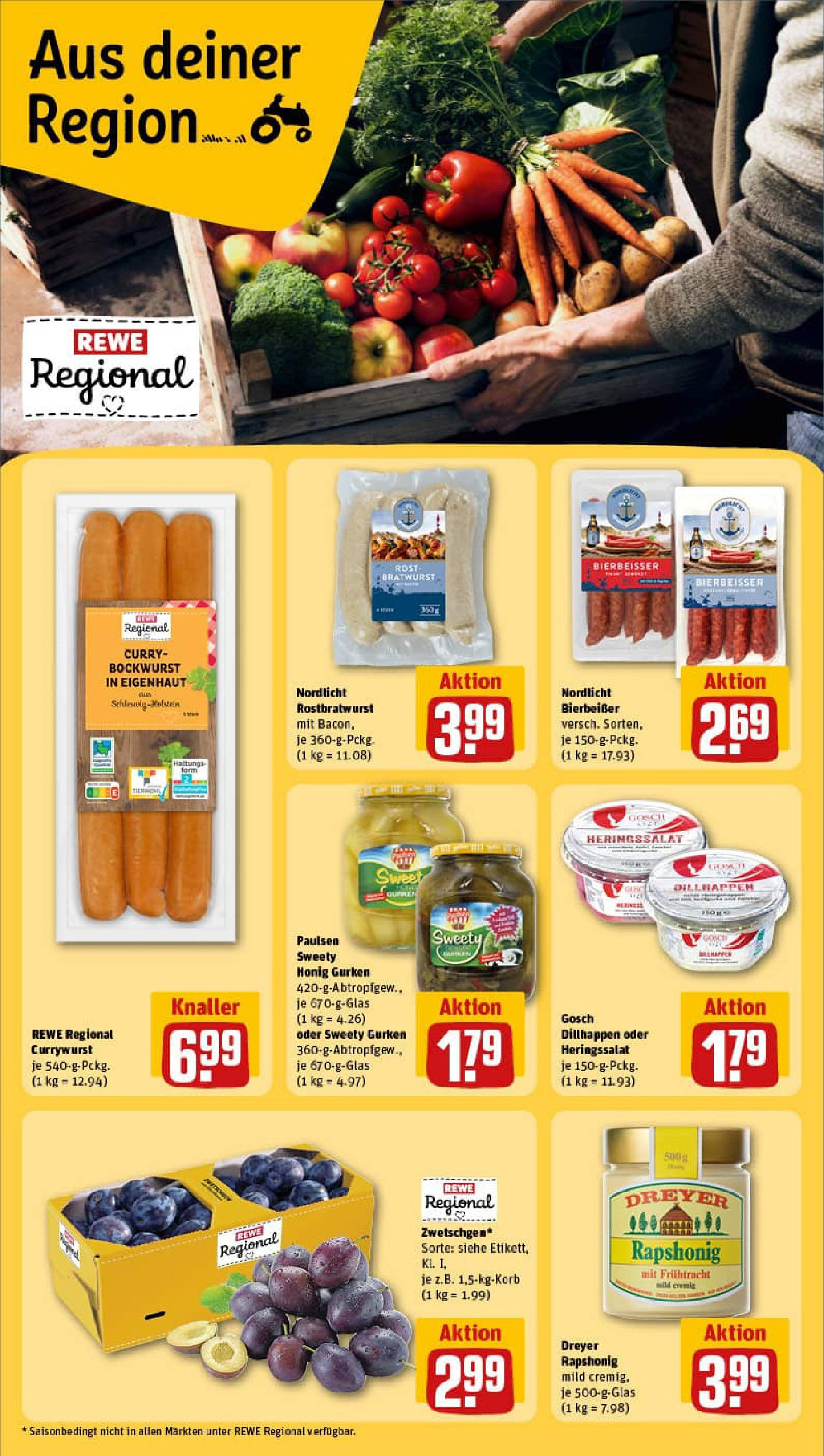 REWE Prospekt ab 17.08.2025 zum Blättern » Angebote | Seite: 13 | Produkte: Bockwurst, Gurken