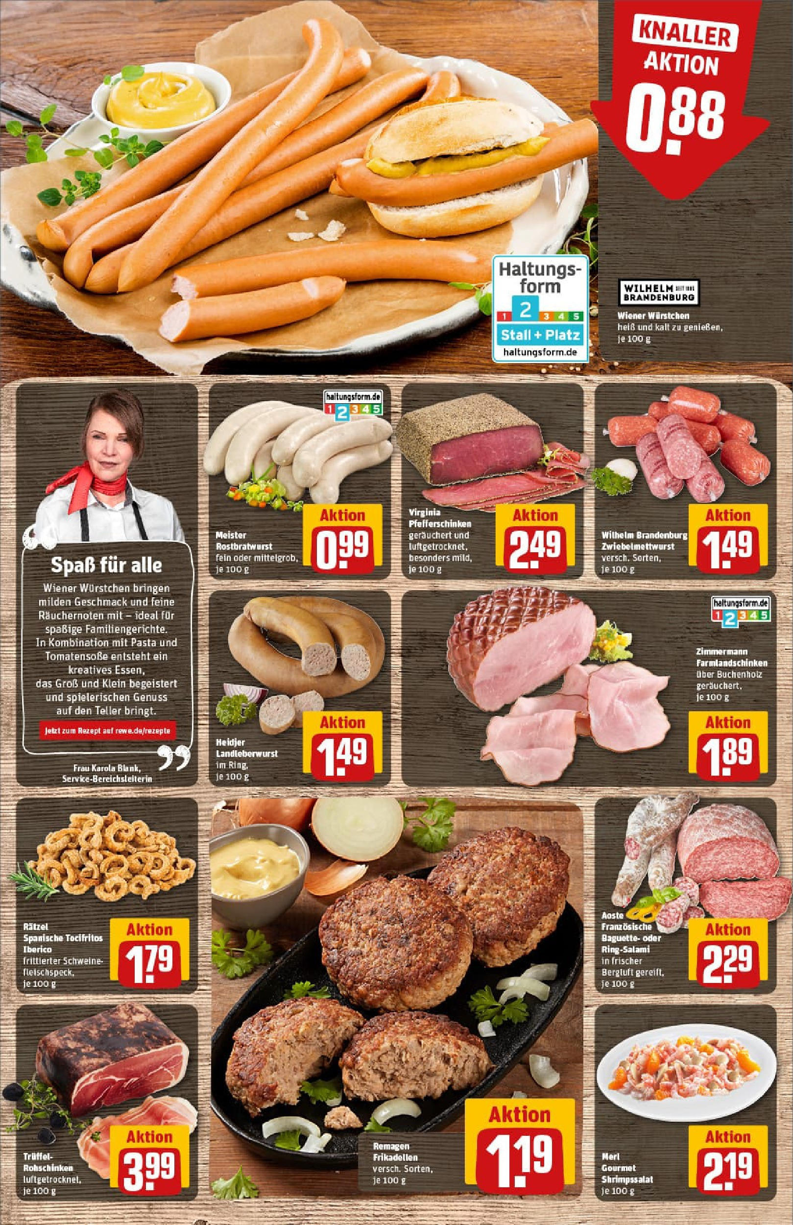 REWE Prospekt ab 17.08.2025 zum Blättern » Angebote | Seite: 12 | Produkte: Wiener wurstchen, Baguette, Pasta, Salami