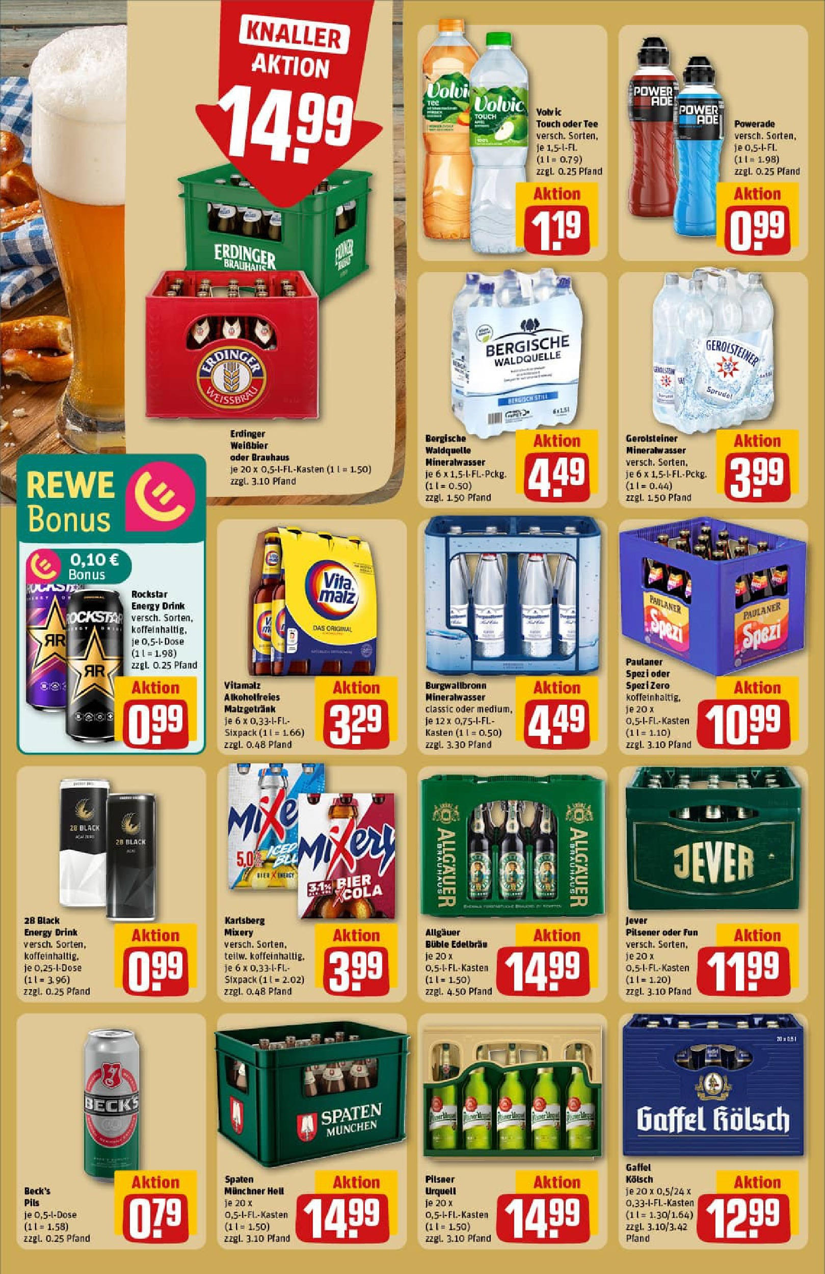 REWE Prospekt ab 17.08.2025 zum Blättern » Angebote | Seite: 22 | Produkte: Energy, Weißbier, Pilsner urquell, Gerolsteiner