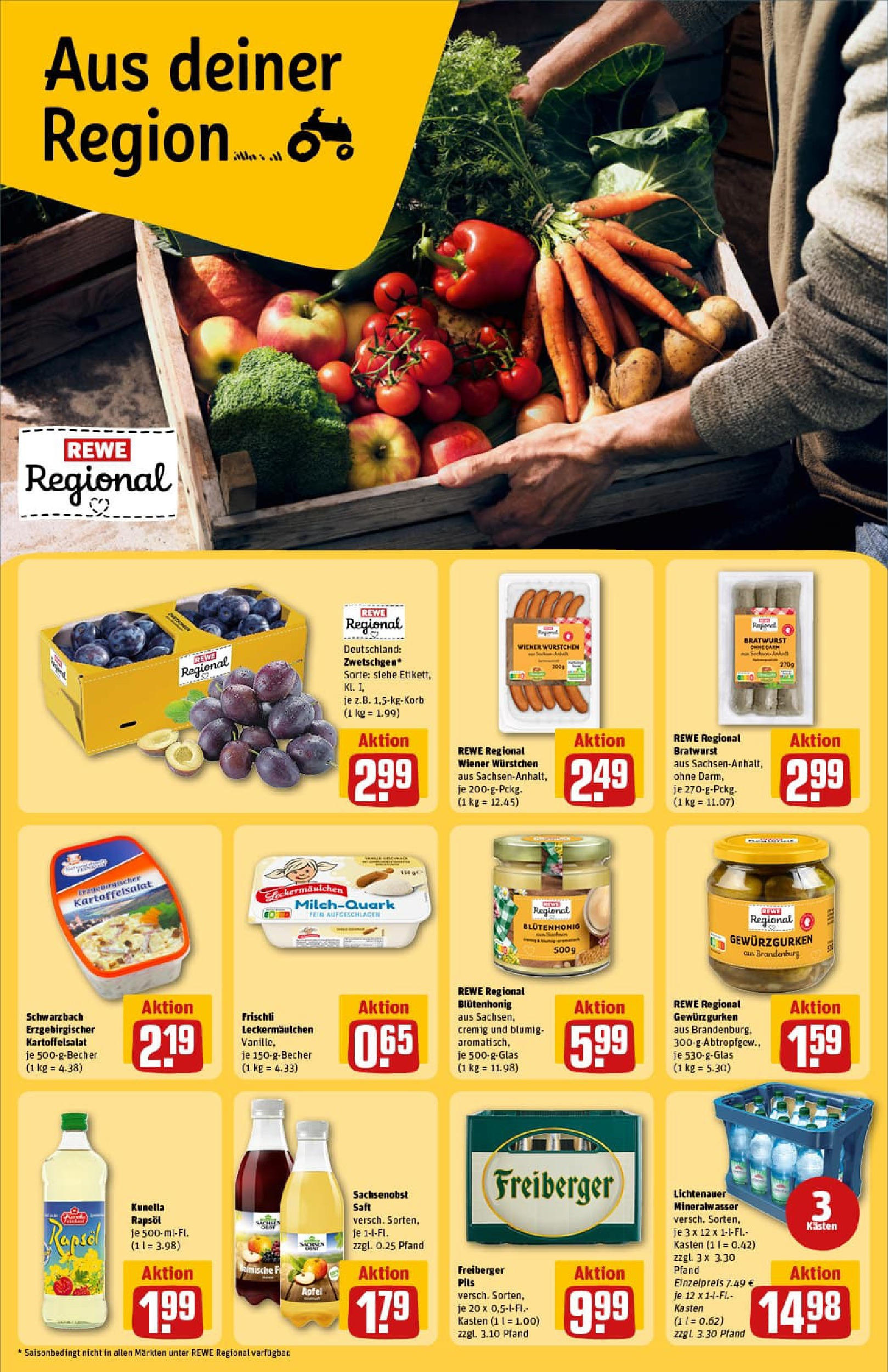 REWE Prospekt ab 17.08.2025 zum Blättern » Angebote | Seite: 22 | Produkte: Rapsöl, Bratwurst, Äpfel, Mineralwasser